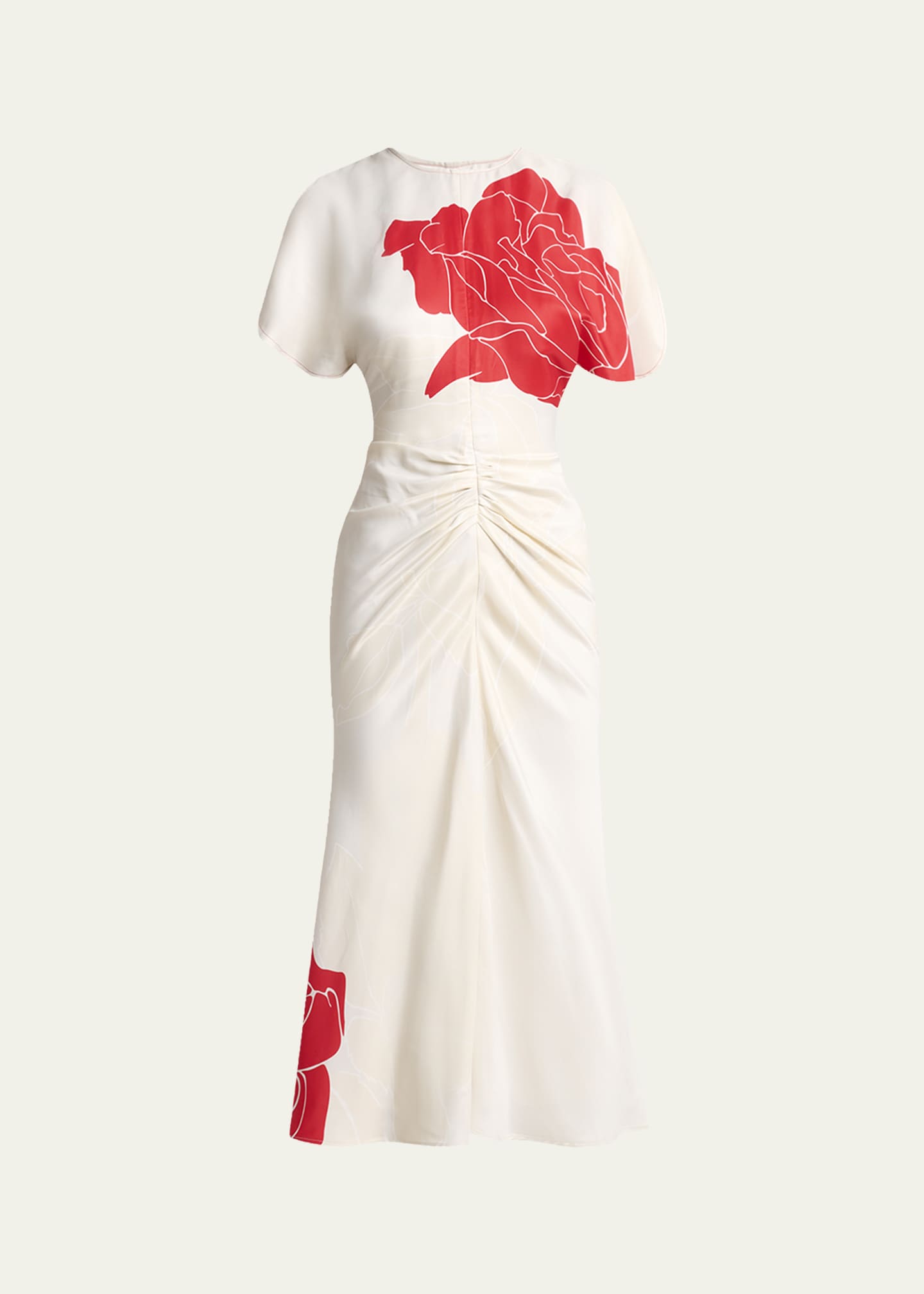 vilma floral ruched midi dress Vilma Floral Ruched Midi Dress | Red Multi Floral