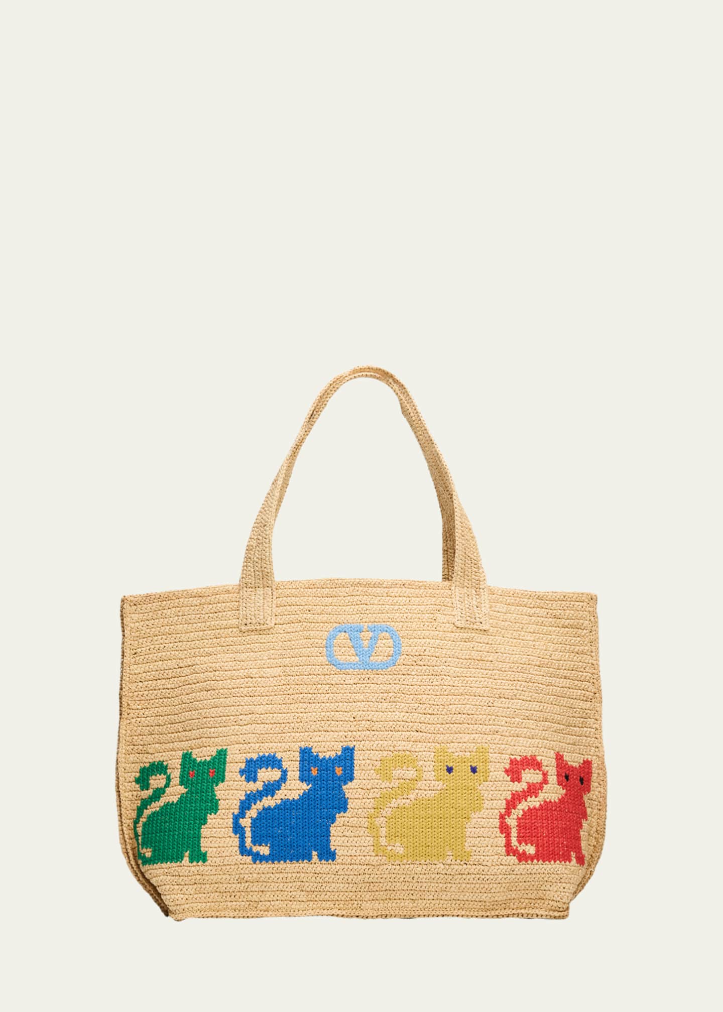 Valentino Garavani Raffiachat Large Embroidered Tote Bag