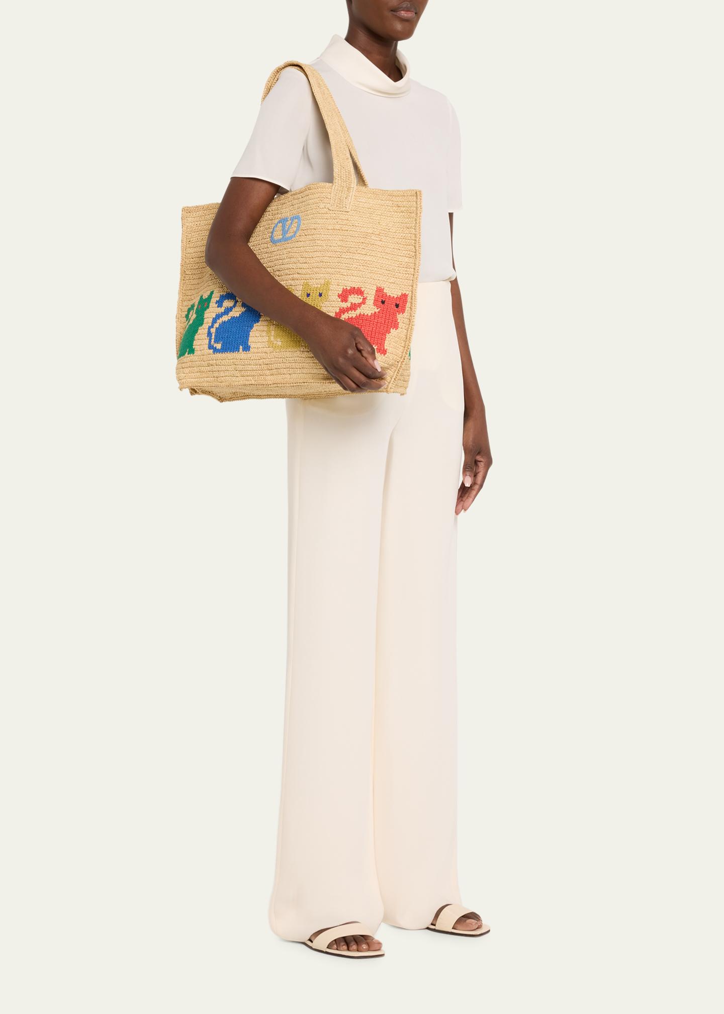 Valentino Garavani Raffiachat Large Embroidered Tote Bag