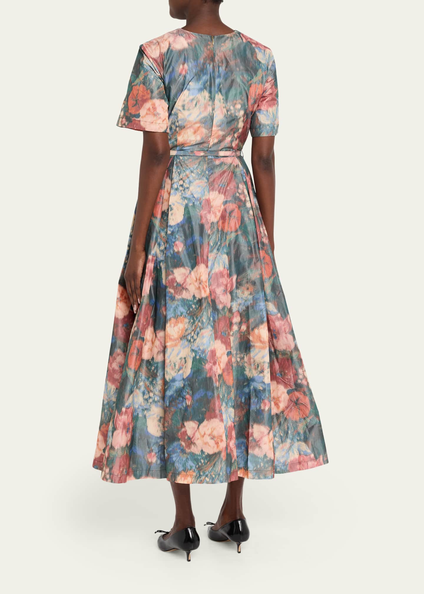 Prabal Gurung Women's Floral Taffeta A-Line Cocktail Dress - Green Peach Multi - Size 2