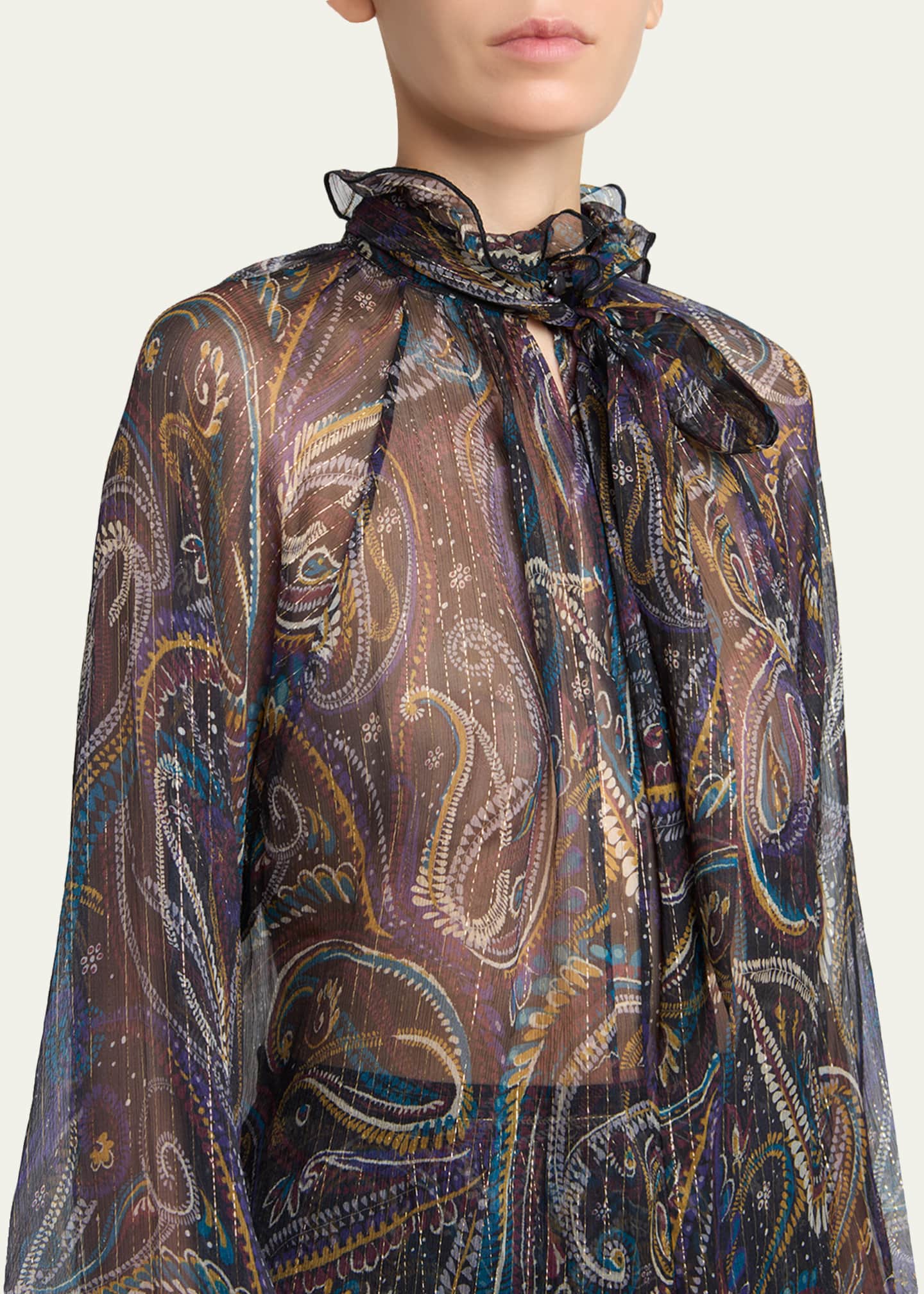 Etro Paisley Semi-Sheer Silk Blouse - Bergdorf Goodman