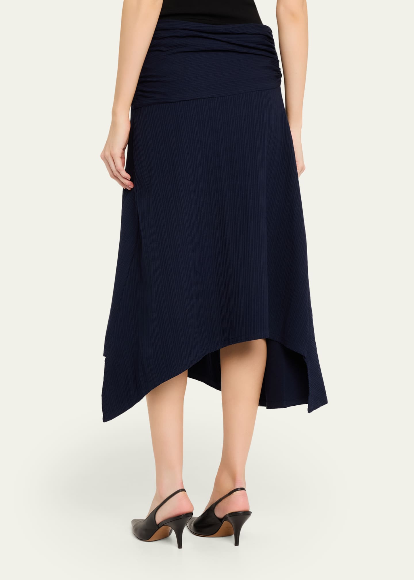 Victoria Beckham Twisted Cotton Plisse Midi Handkerchief Skirt