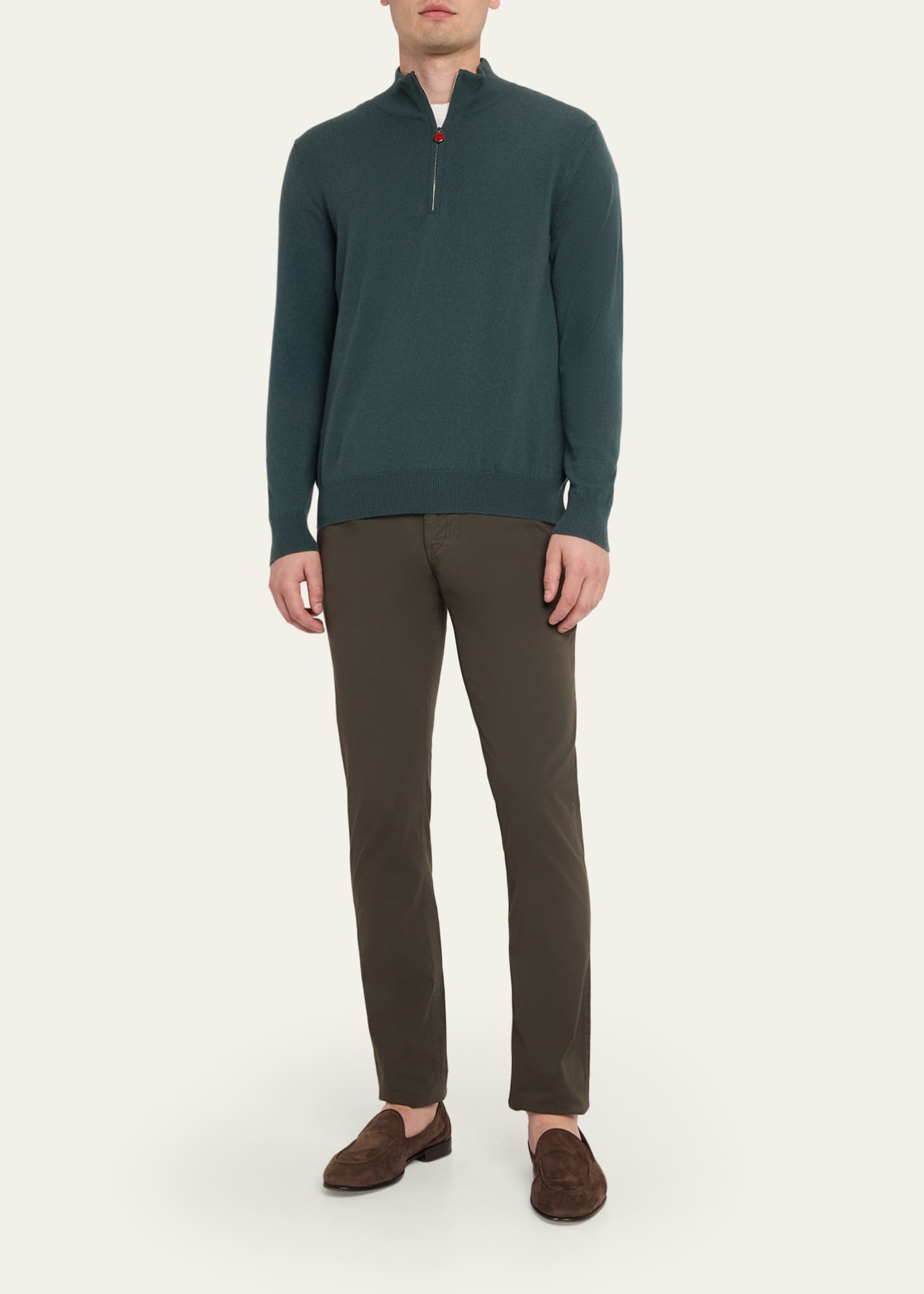 Kiton Men's 12gg Cashmere Mock Neck Quarter-Zip Sweater - Bergdorf