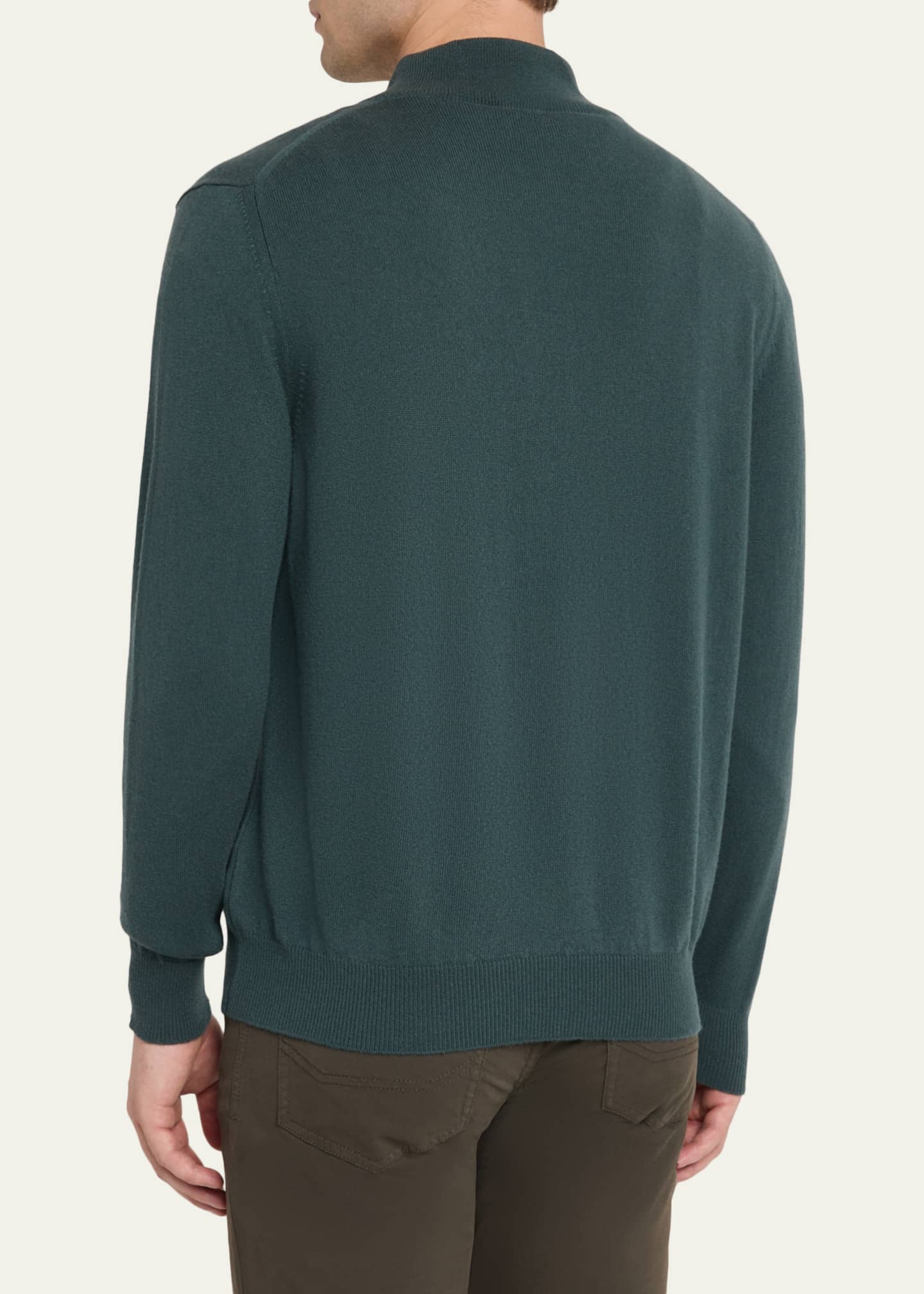 Kiton Men's 12gg Cashmere Mock Neck Quarter-Zip Sweater - Bergdorf