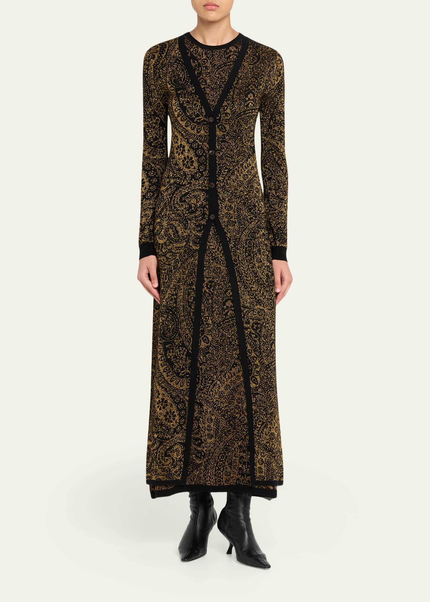 knee length dresses for ladies Helena Metallic Longline Cardigan Dress