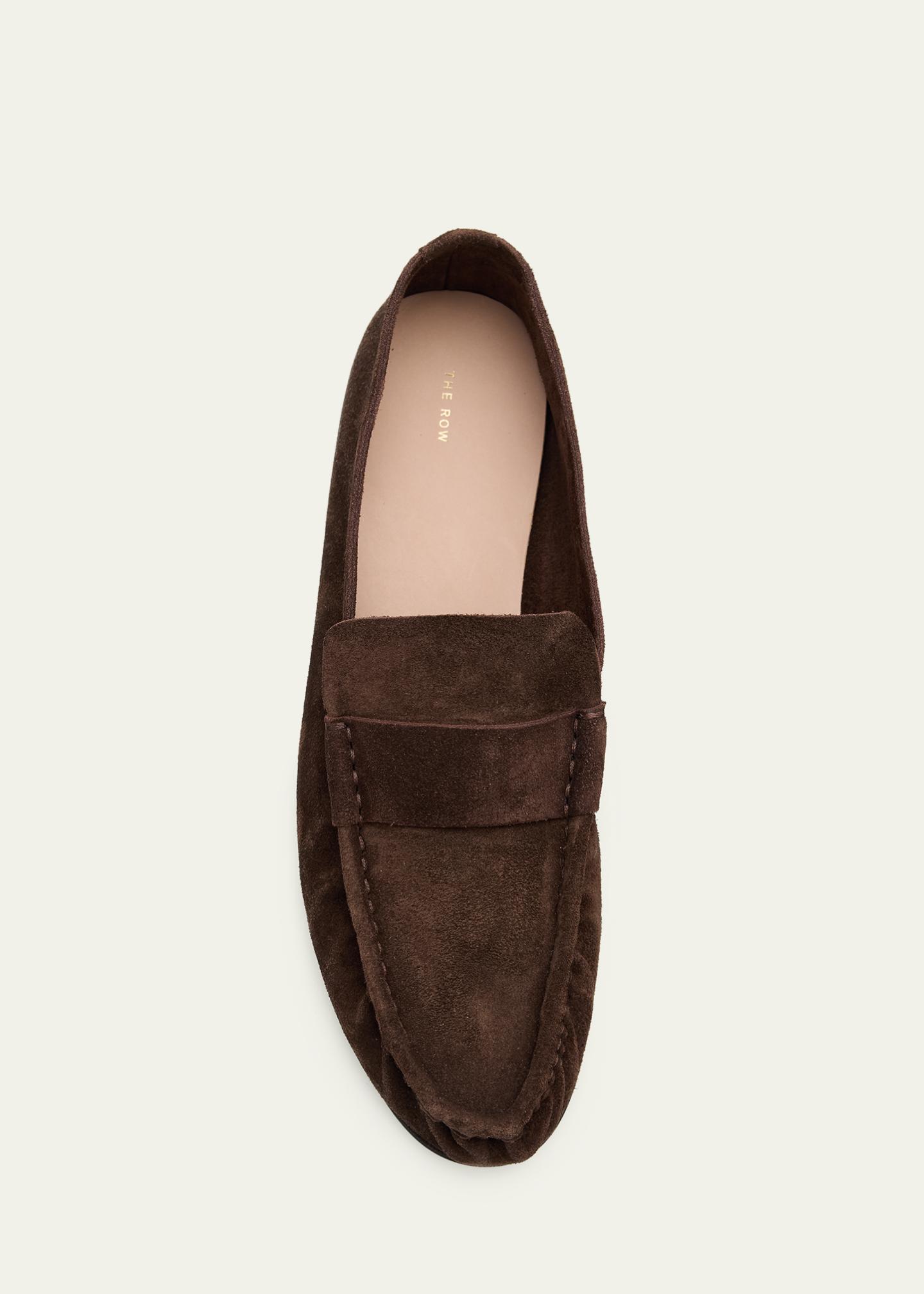 THE ROW Soft Suede Moccasin Loafers - Bergdorf Goodman