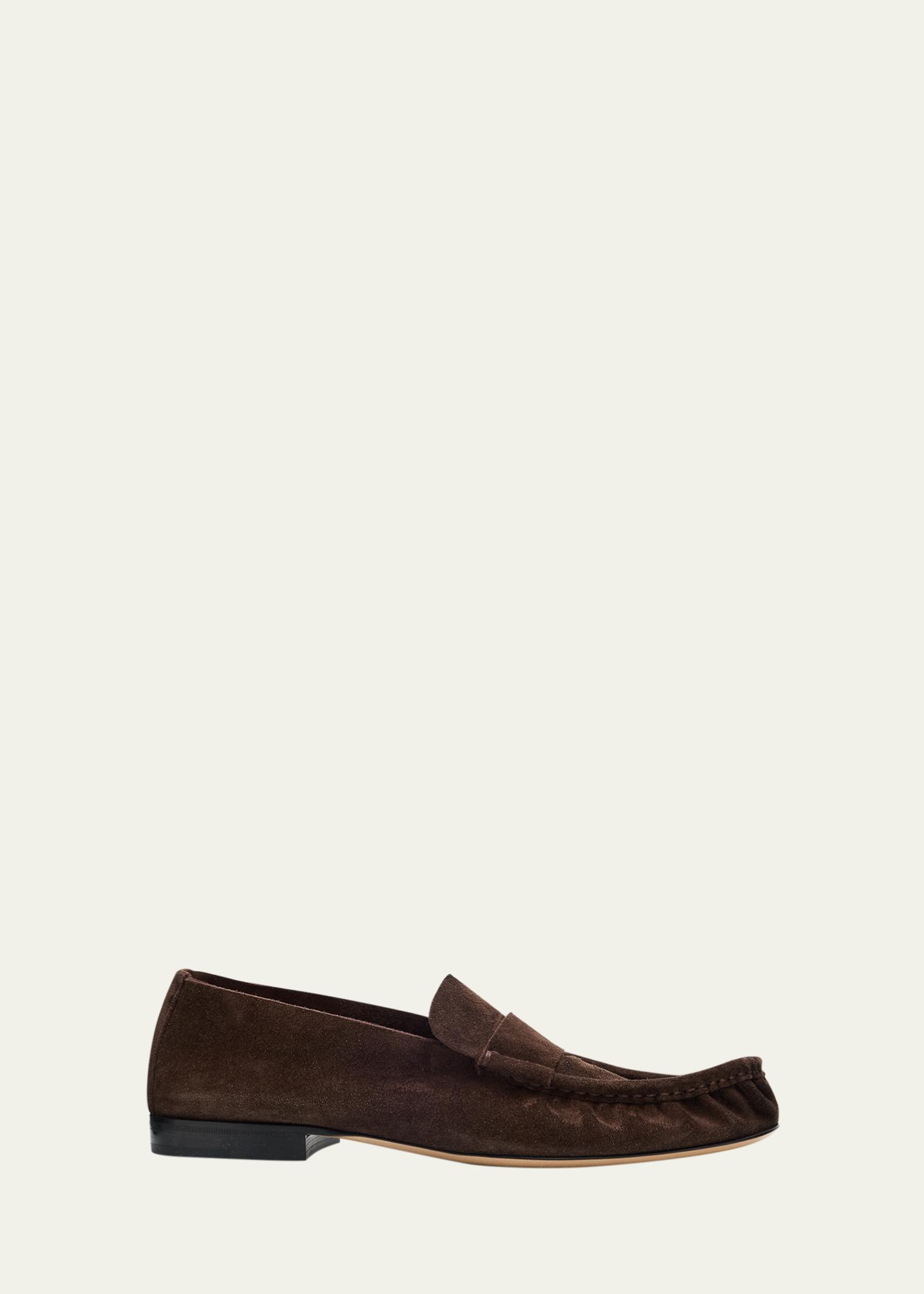 THE ROW Soft Suede Moccasin Loafers - Bergdorf Goodman