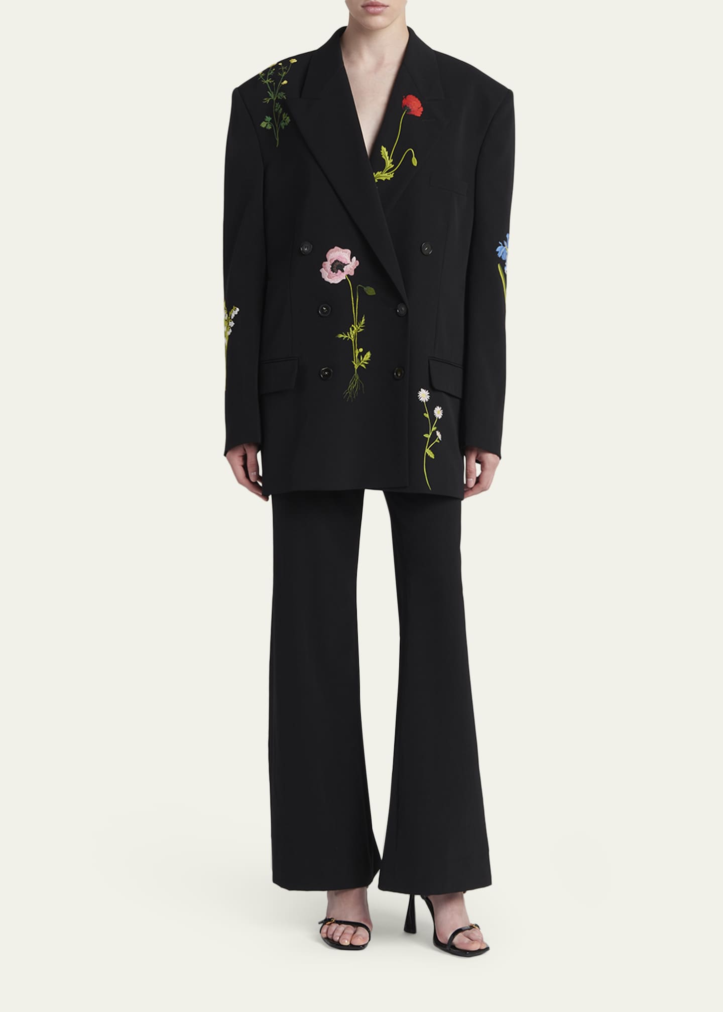 Stella McCartney Floral Embroidered Double-Breasted Boyfriend