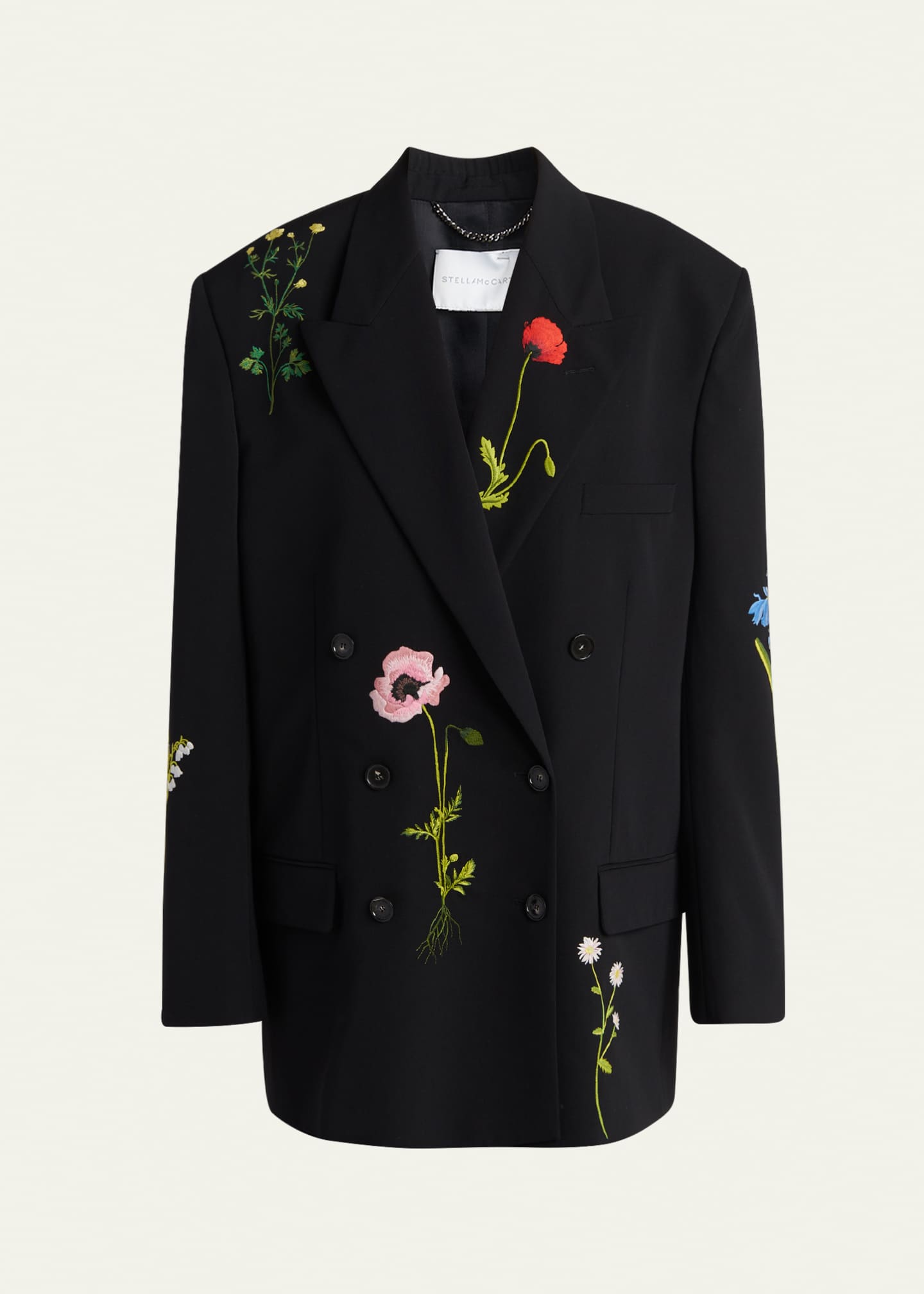 Stella McCartney Floral Embroidered Double-Breasted Boyfriend