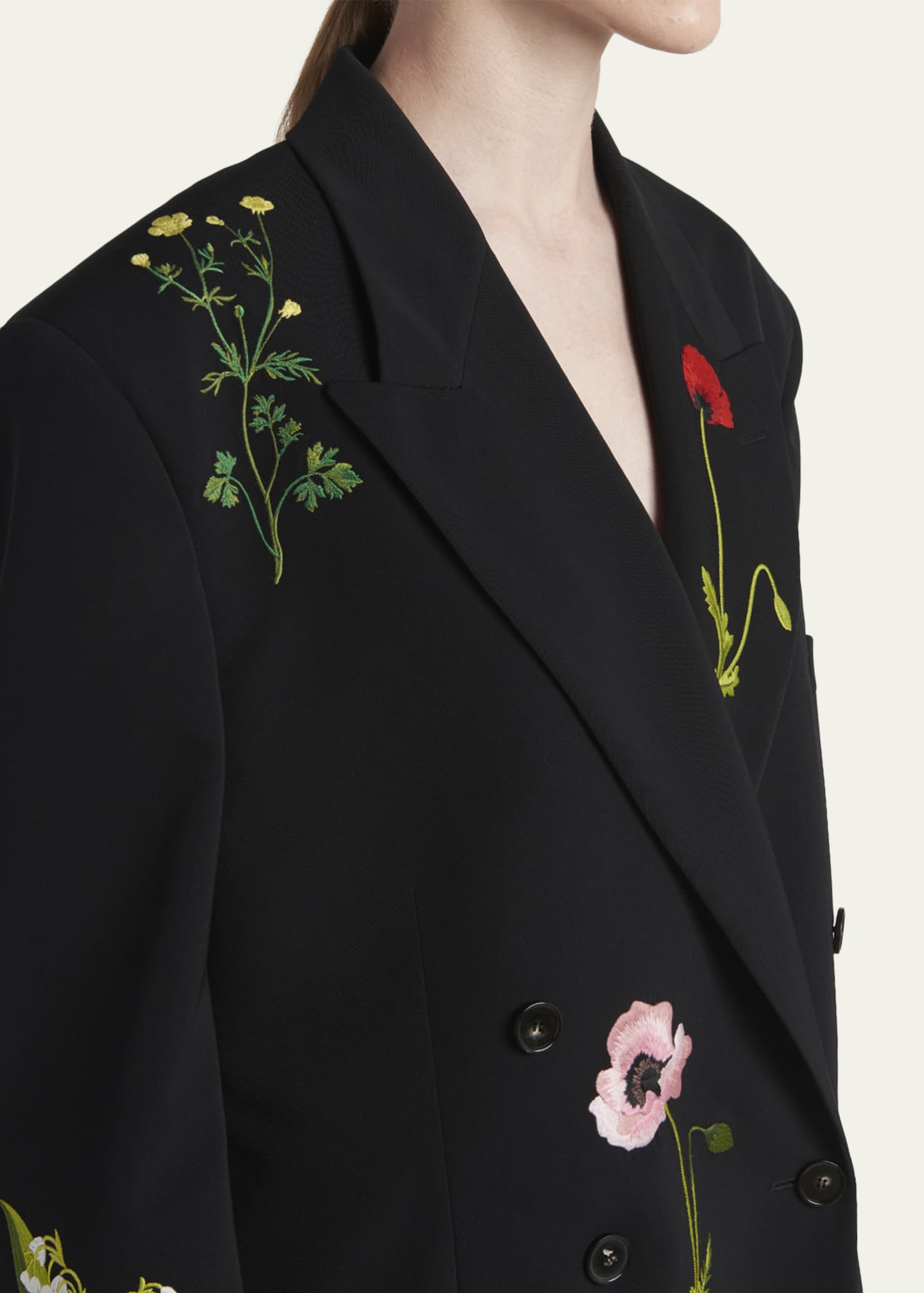 Stella McCartney Floral Embroidered Double-Breasted Boyfriend