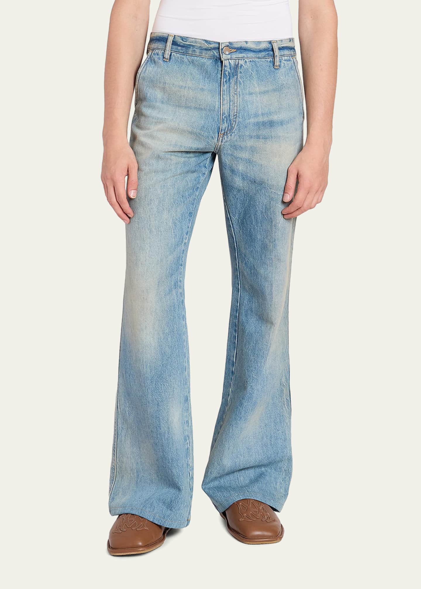 Amiri Men's Faded Denim Bootcut Jeans - Bergdorf Goodman