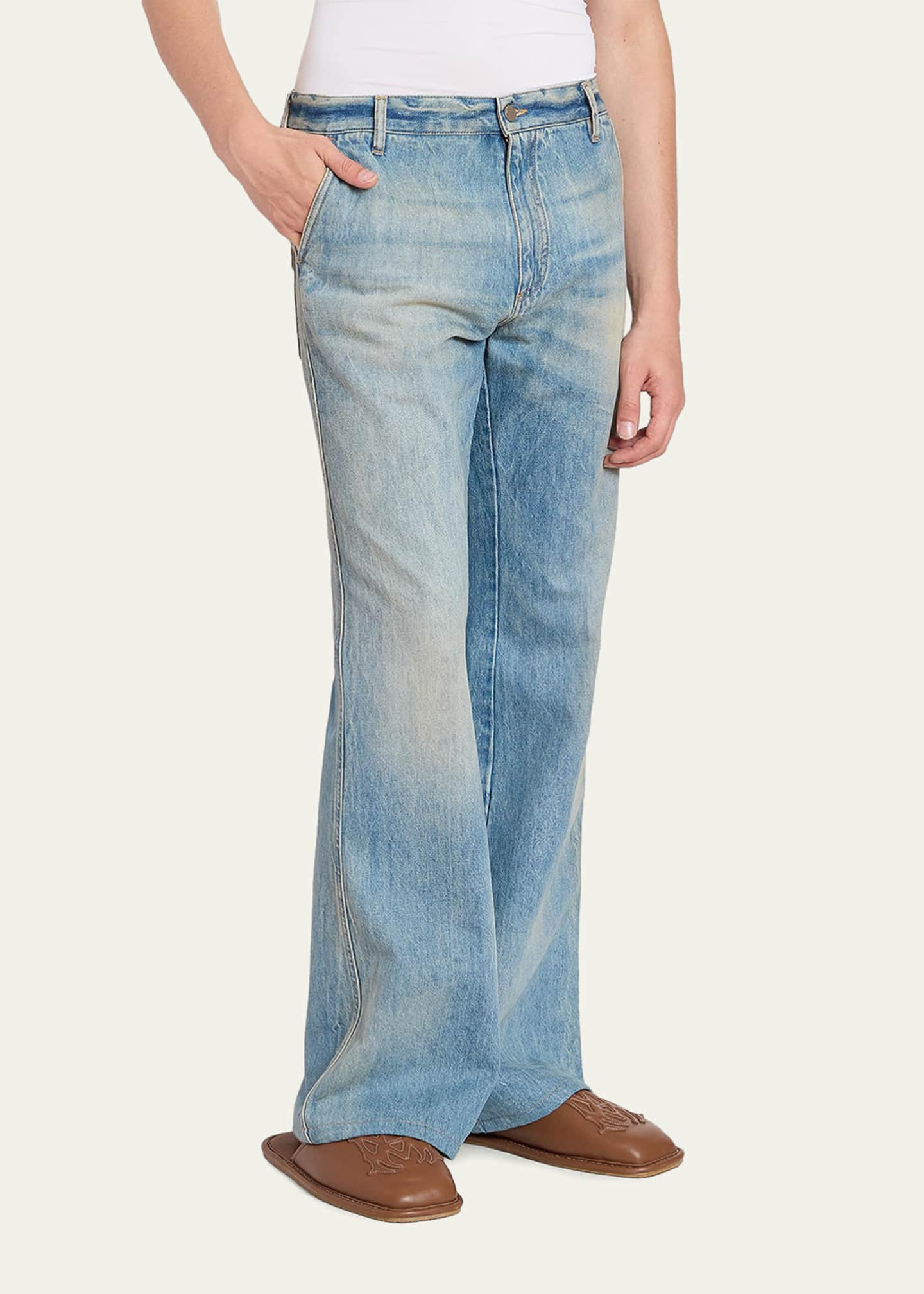 Amiri Men's Faded Denim Bootcut Jeans - Bergdorf Goodman