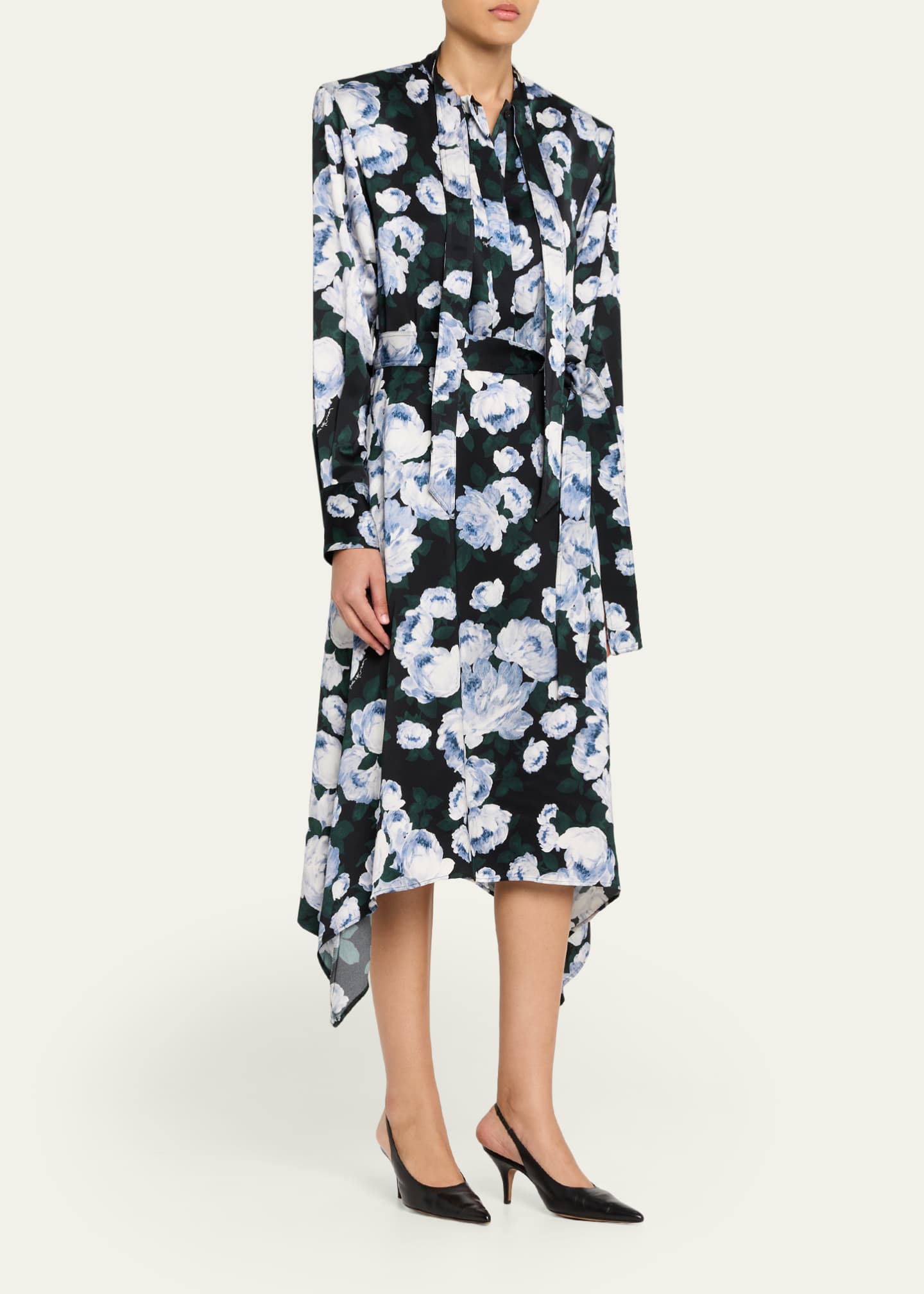 Stella McCartney  シャツドレス XS Stella McCartney Floral-Print Handkerchief Midi Shirtdress