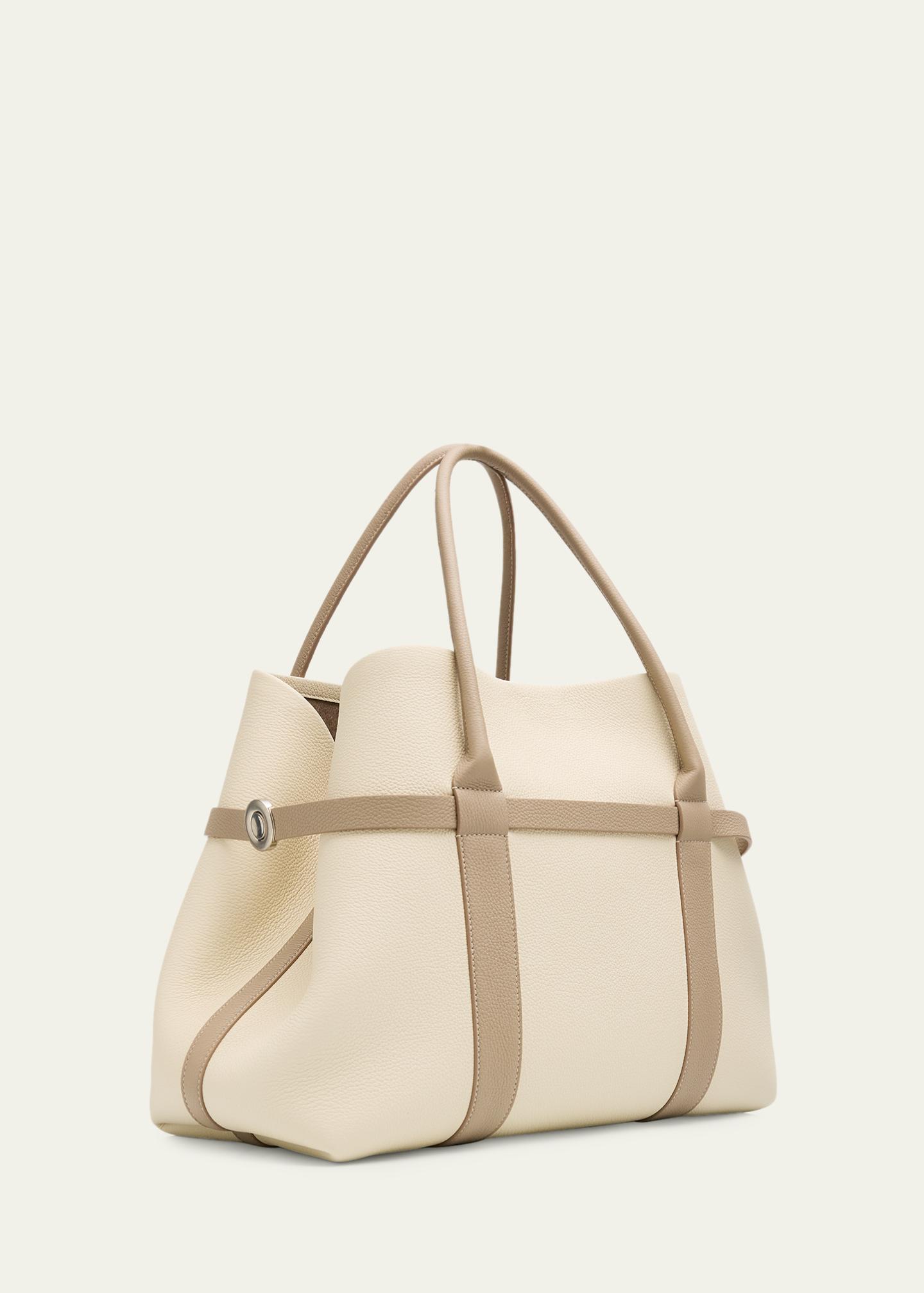 Loro Piana Ghiera Large Leather Shopper Tote Bag - Bergdorf  display picture 3