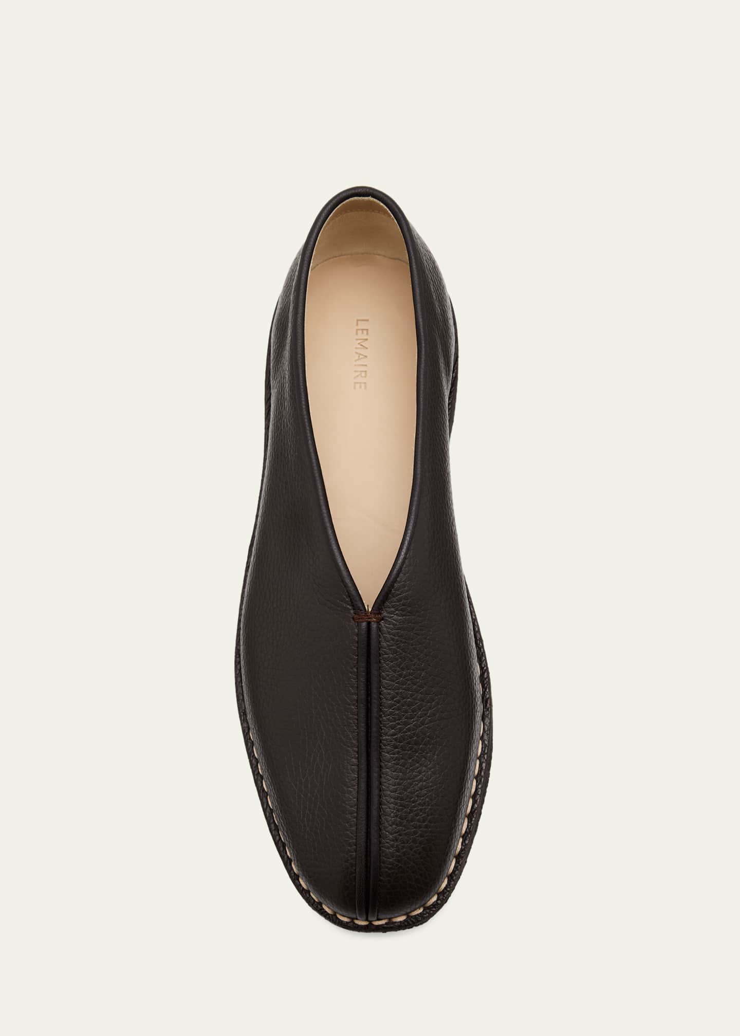 LEMAIRE Men's Piped Crepe Leather Slippers - Bergdorf Goodman