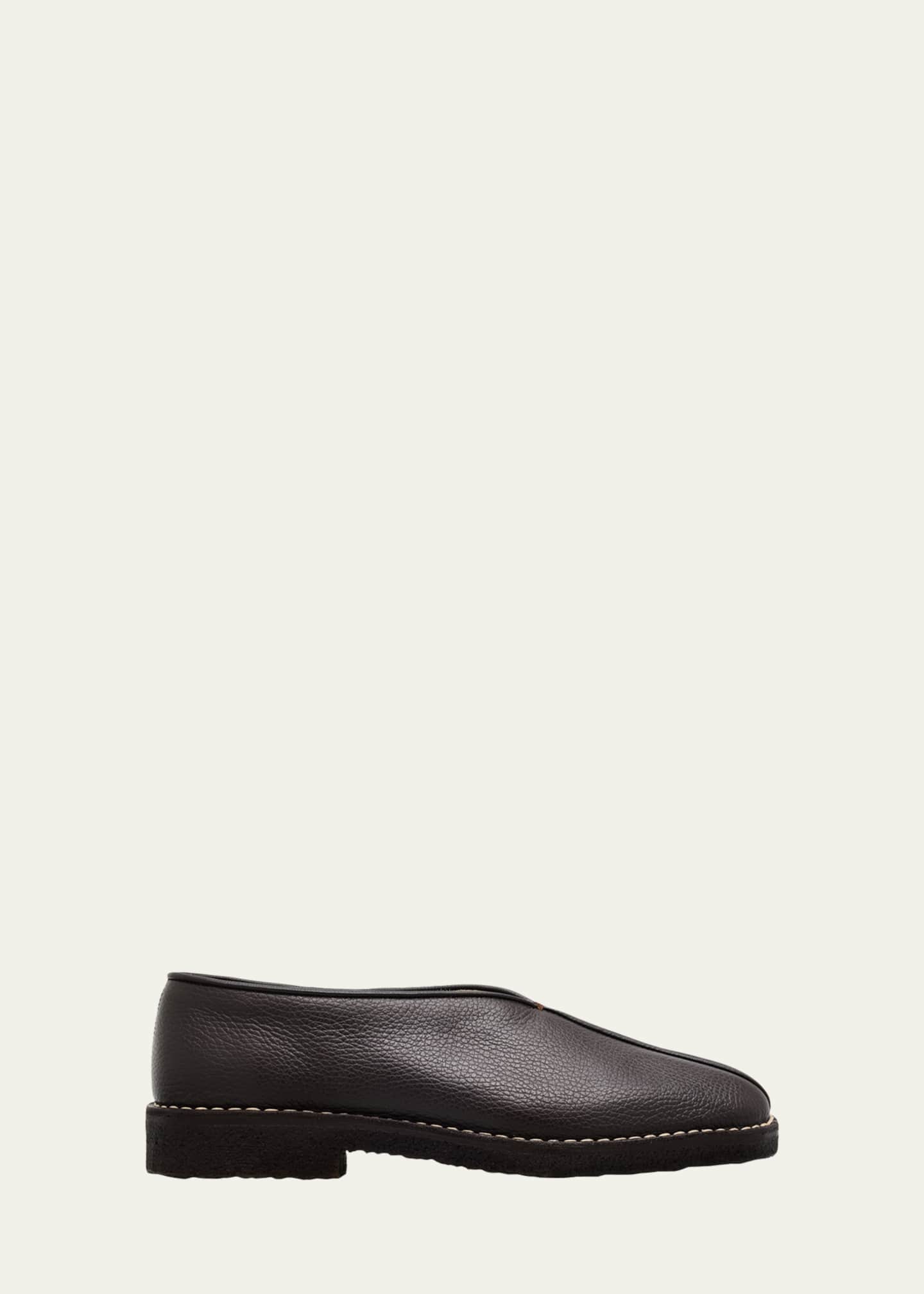 LEMAIRE Men's Piped Crepe Leather Slippers - Bergdorf Goodman