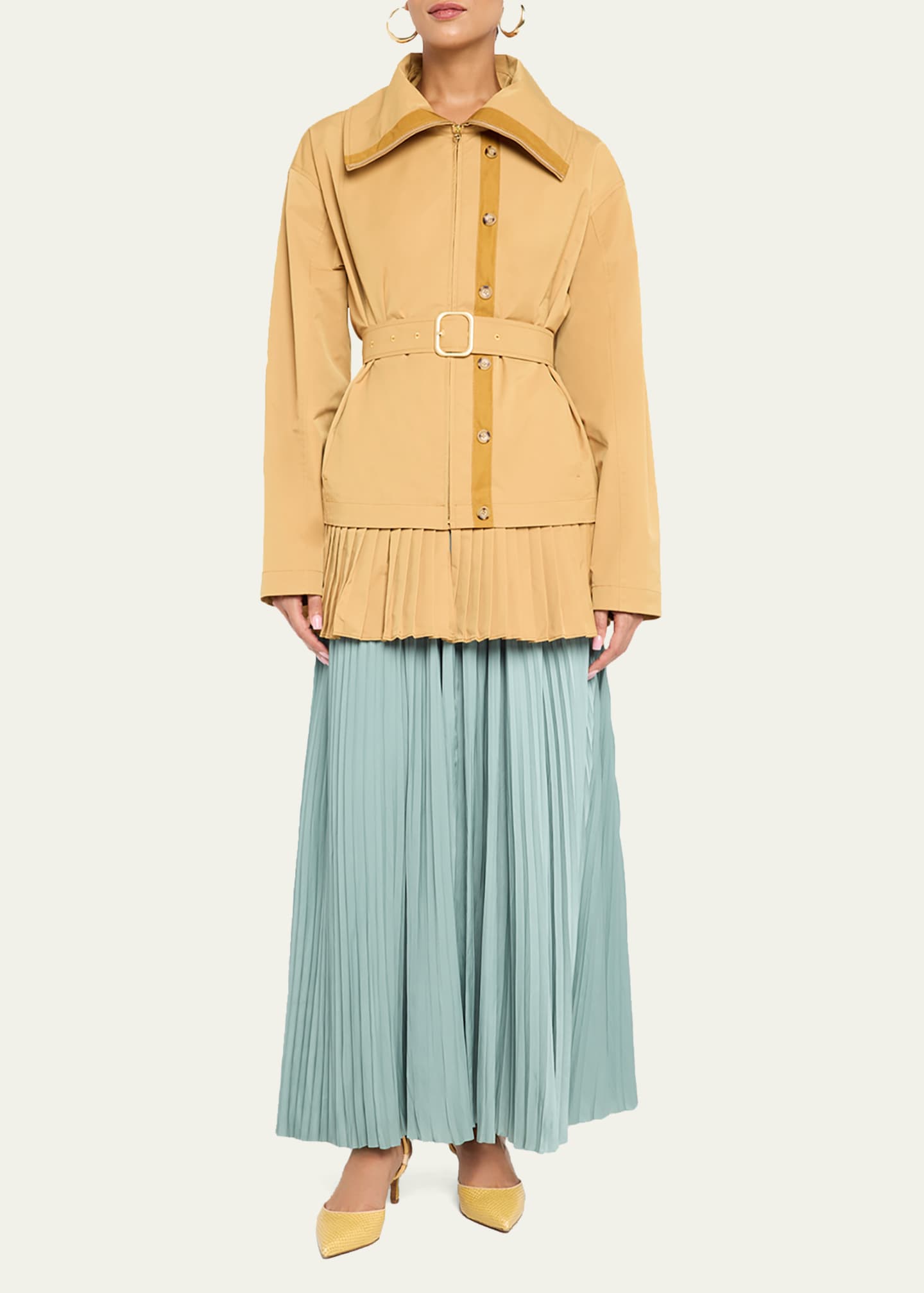 Ulla Johnson Lison Belted Jacket with Pleated Hem - Bergdorf Goodman