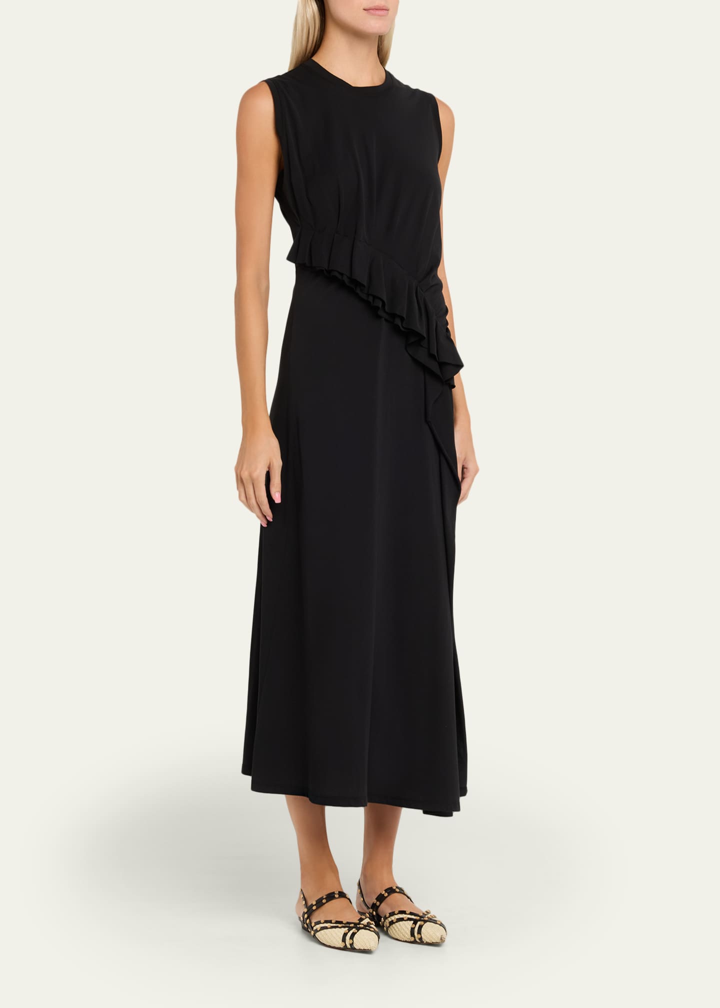 ulla johnson valentina appliqued pointelle knit midi dress ULLA JOHNSON Valentina appliqud pointelle-knit midi dress