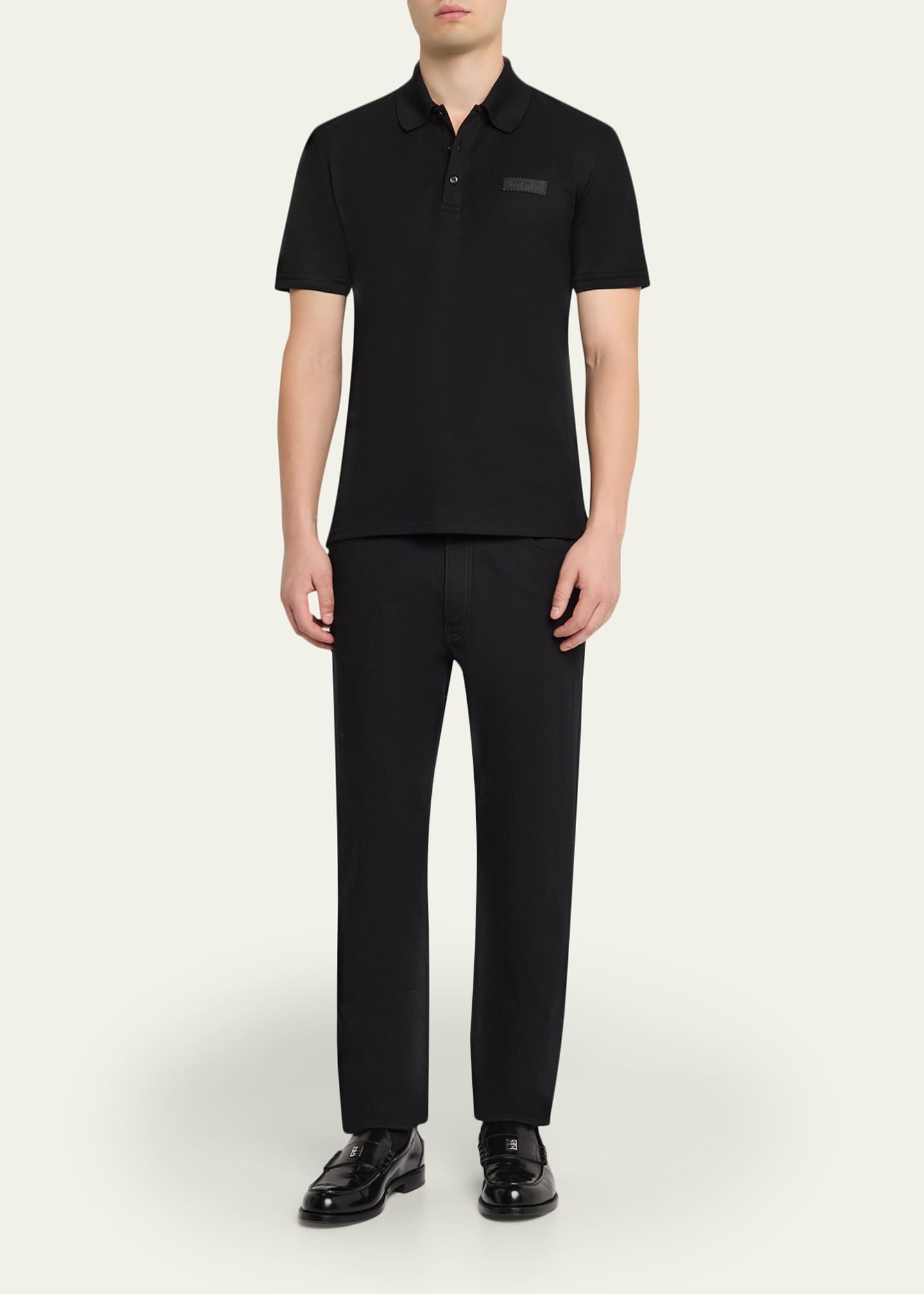 Givenchy Men's Grosgrain Label Pique Polo Shirt - Bergdorf Goodman