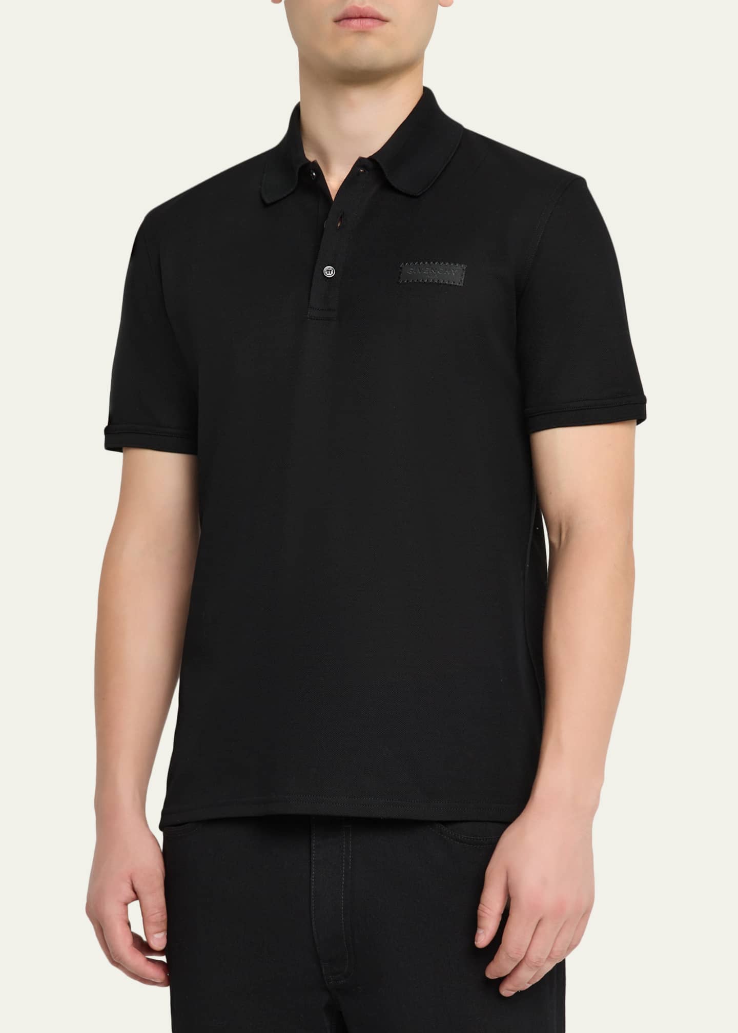 Givenchy Men's Grosgrain Label Pique Polo Shirt - Bergdorf Goodman