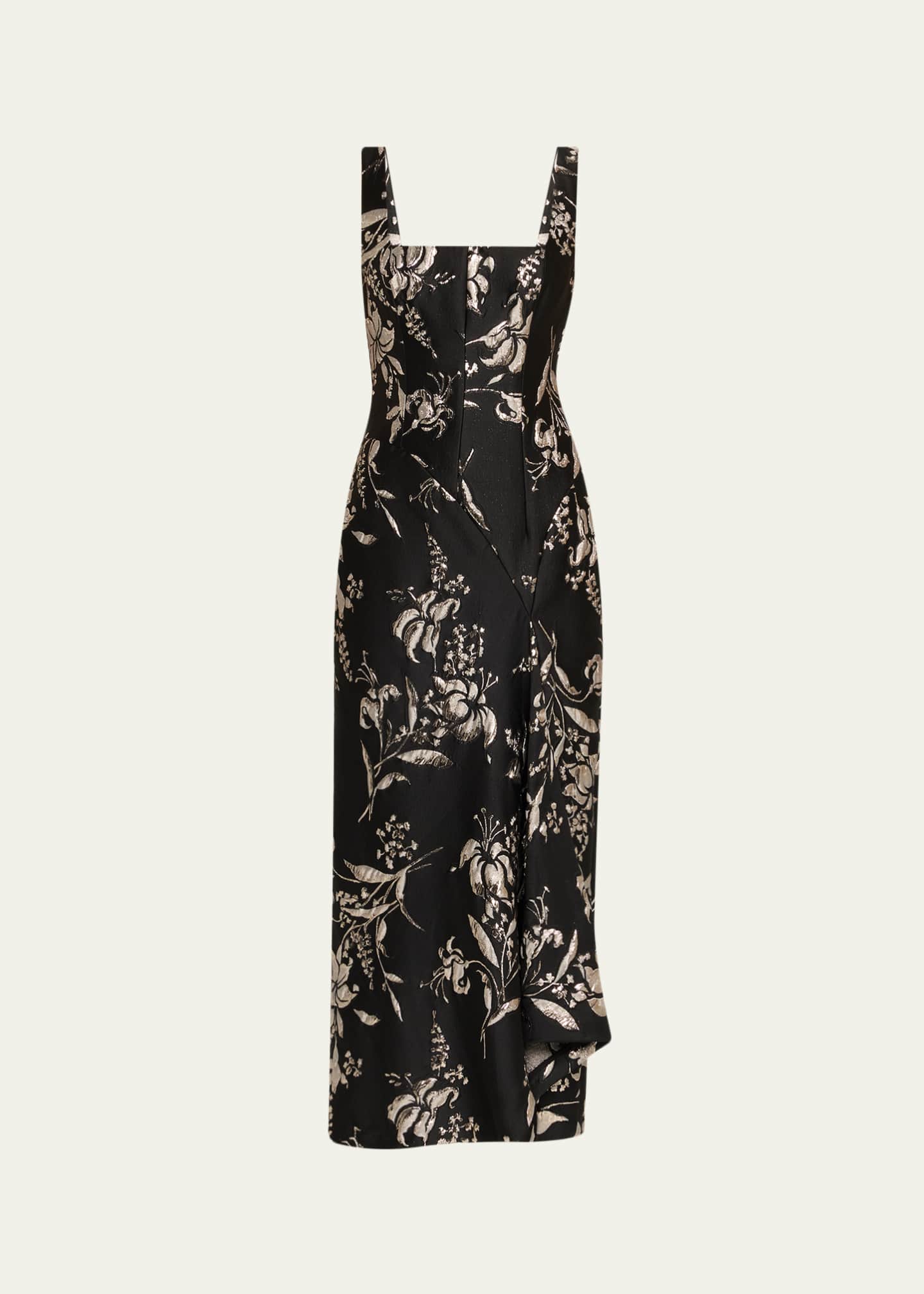Lela Rose Metallic Floral Jacquard Sleeveless Maxi Dress - Bergdorf Goodman