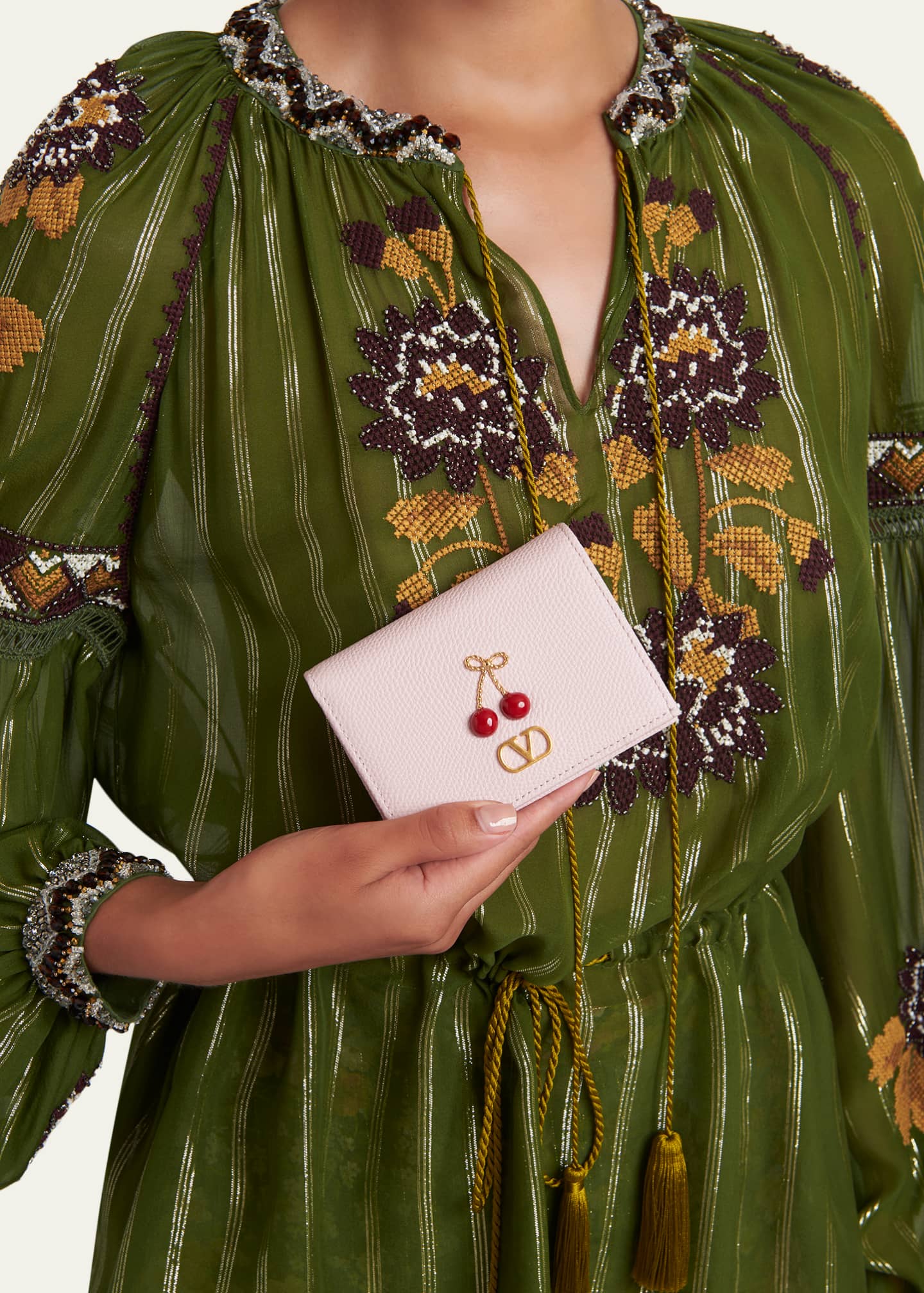 Valentino Garavani Cherryfic Leather Bifold Wallet - Bergdorf Goodman
