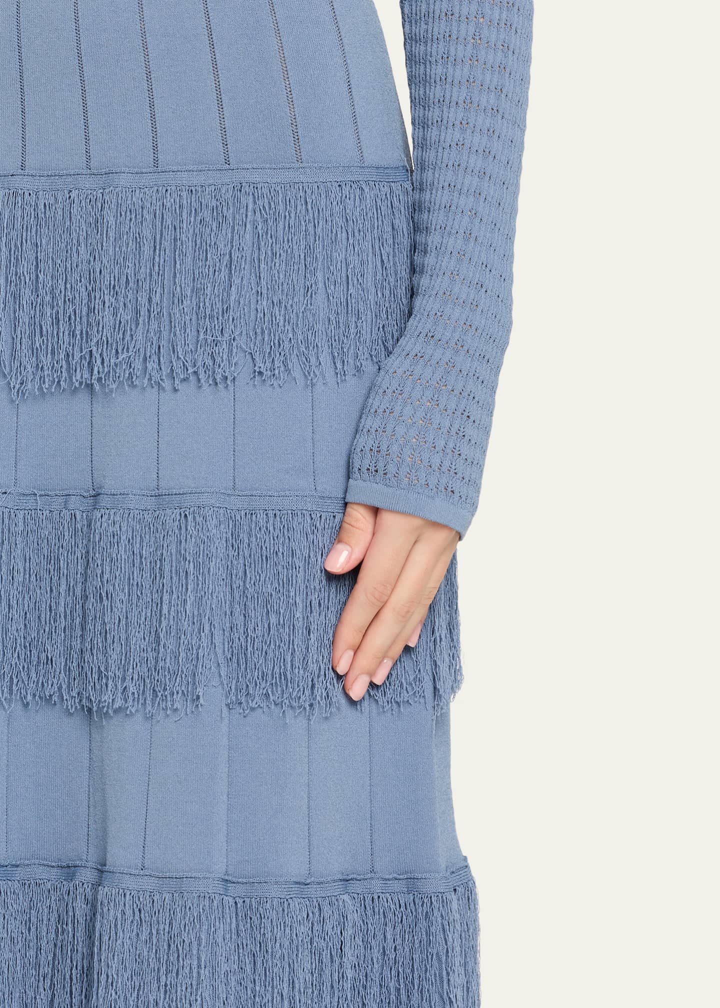 endless rose tiered fringe knit dress Anthropologie Endless Rose Tiered Fringe Knit Dress