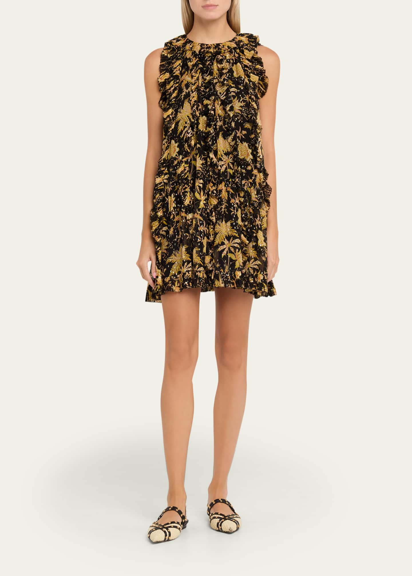 knee length dresses for ladies Soffia Mini Dress - Meadow Floral Short Sleeve Sundress
