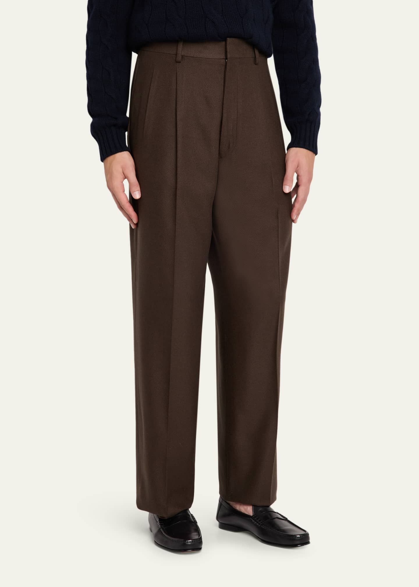 Loro Piana Men's Buxton Silk Pleated Pants - Bergdorf Goodman