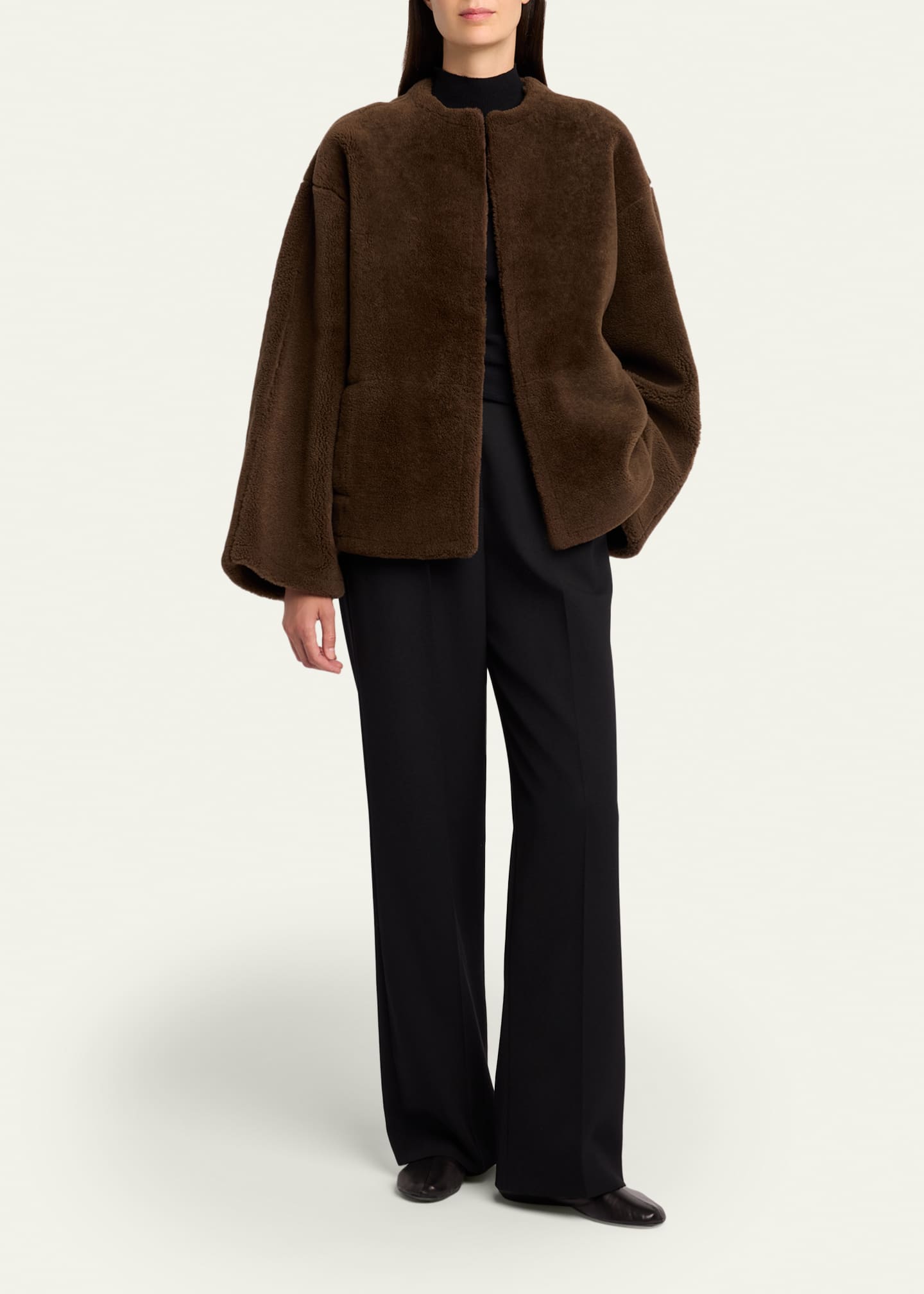THE ROW Valorin Lamb Shearling Collarless Jacket - Bergdorf Goodman