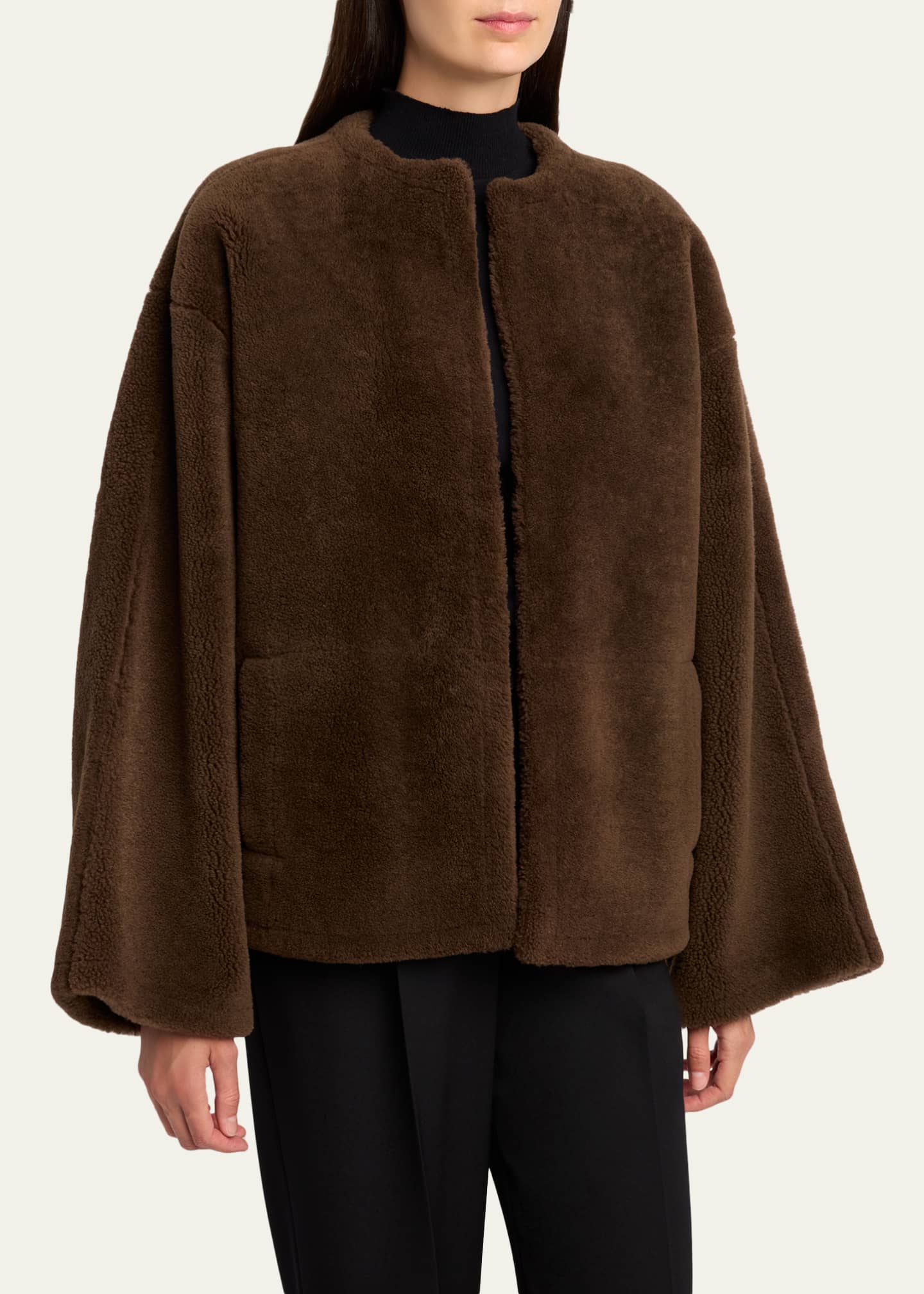 THE ROW Valorin Lamb Shearling Collarless Jacket - Bergdorf Goodman