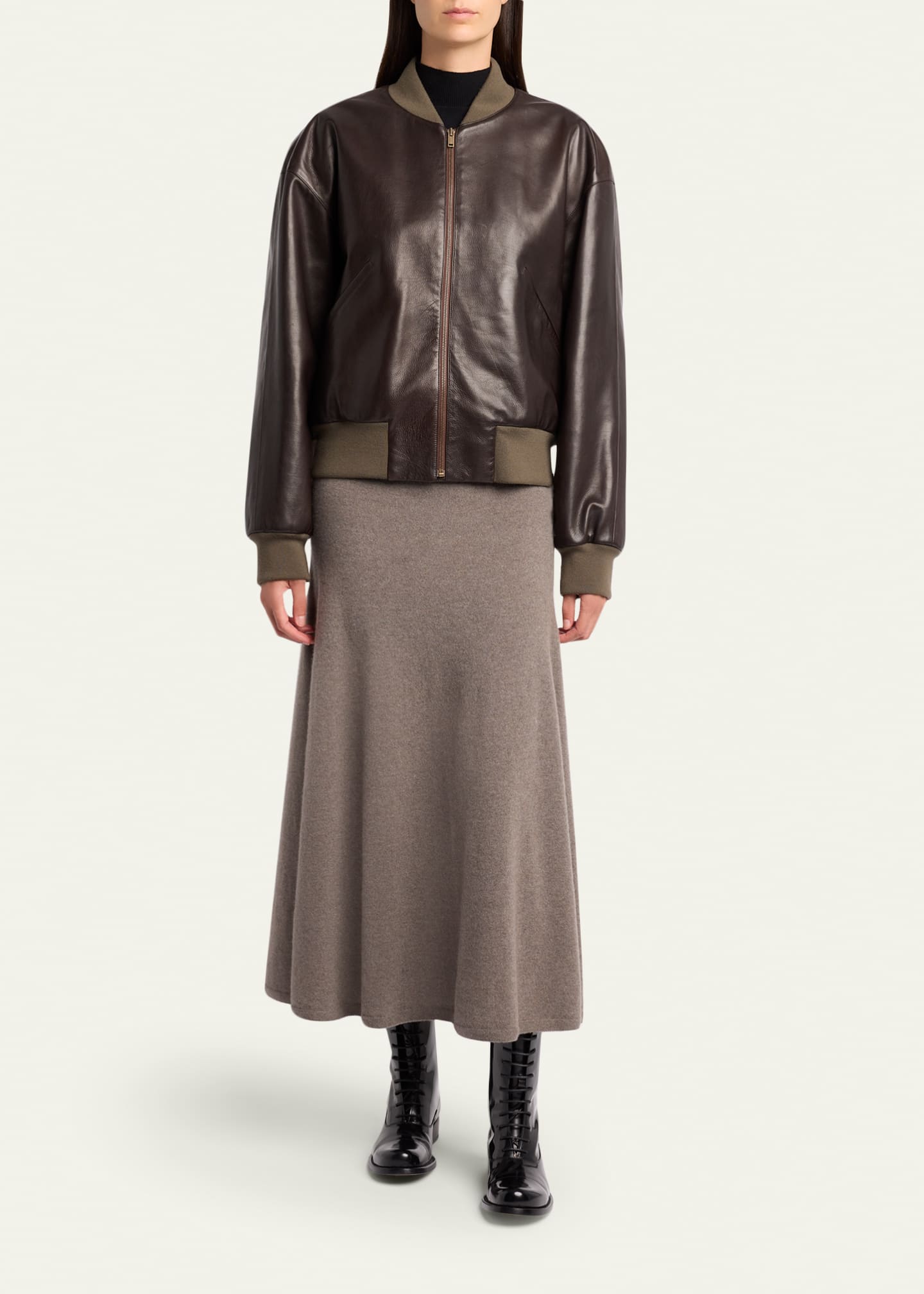 THE ROW Morisel Leather Bomber Jacket - Bergdorf Goodman