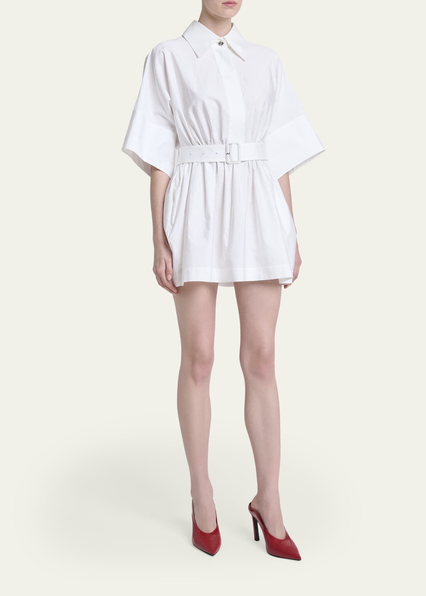 shirt dress with cinched waist PrettyLittleThing Women's Plus Cotton Poplin Cinched Waist Shirt Dress in Chocolate