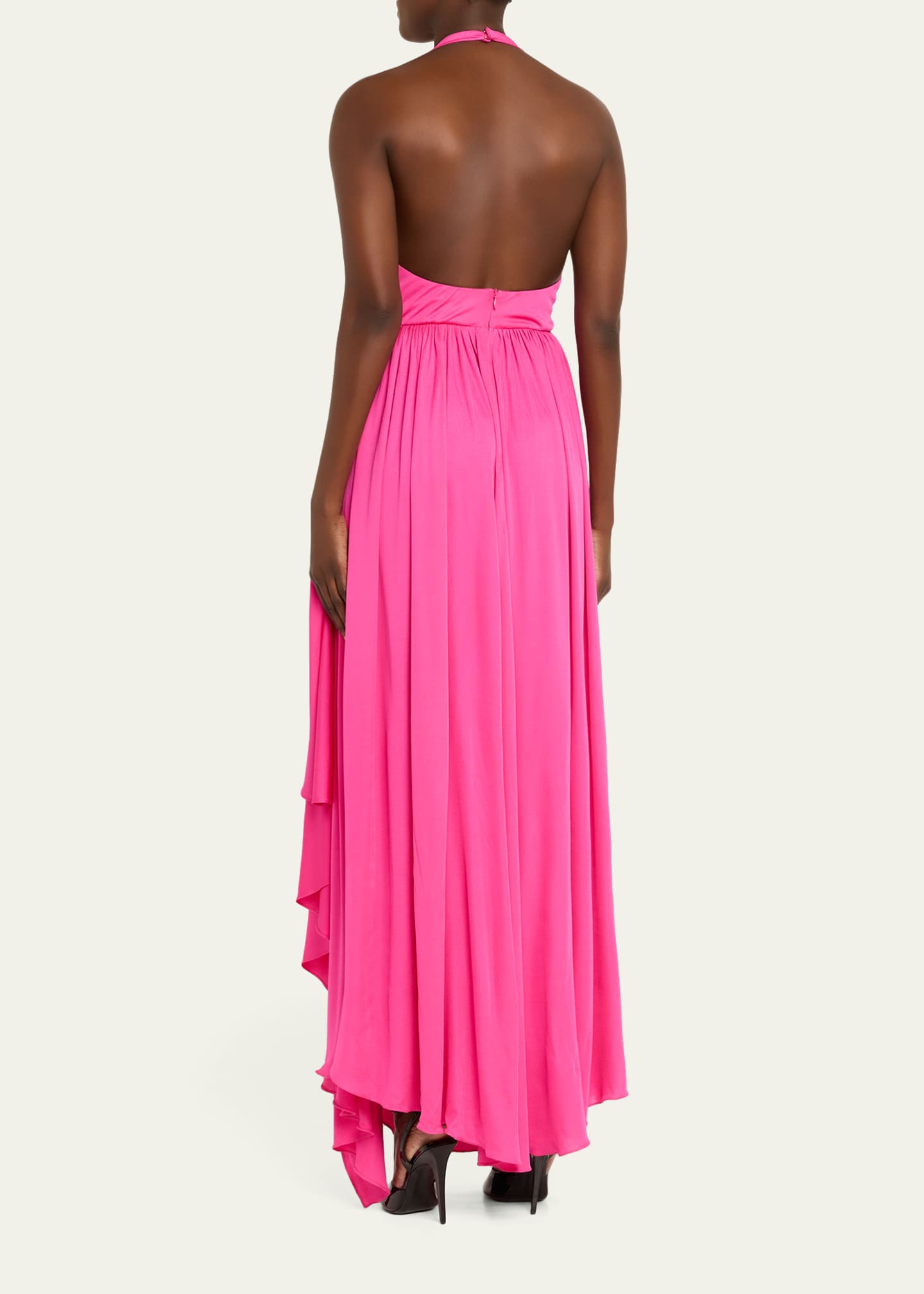 linen spaghetti strap dress Naomi Pleated Linen-Cotton Dress