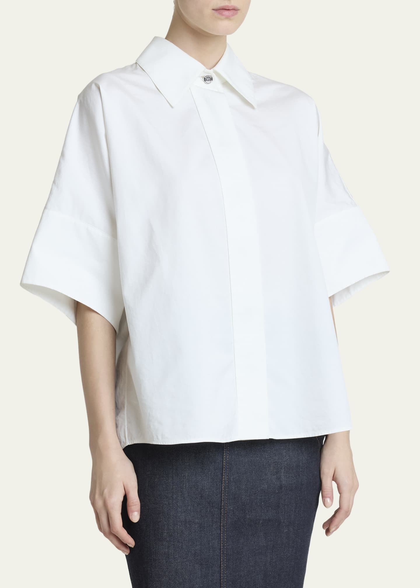 Givenchy Short-Sleeve Cotton Poplin Button-Down Shirt - Bergdorf