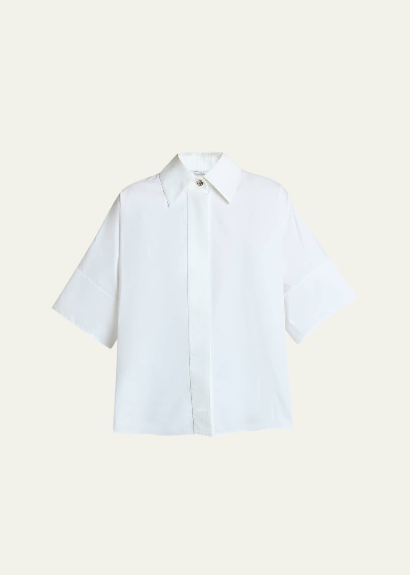 Givenchy Short-Sleeve Cotton Poplin Button-Down Shirt - Bergdorf