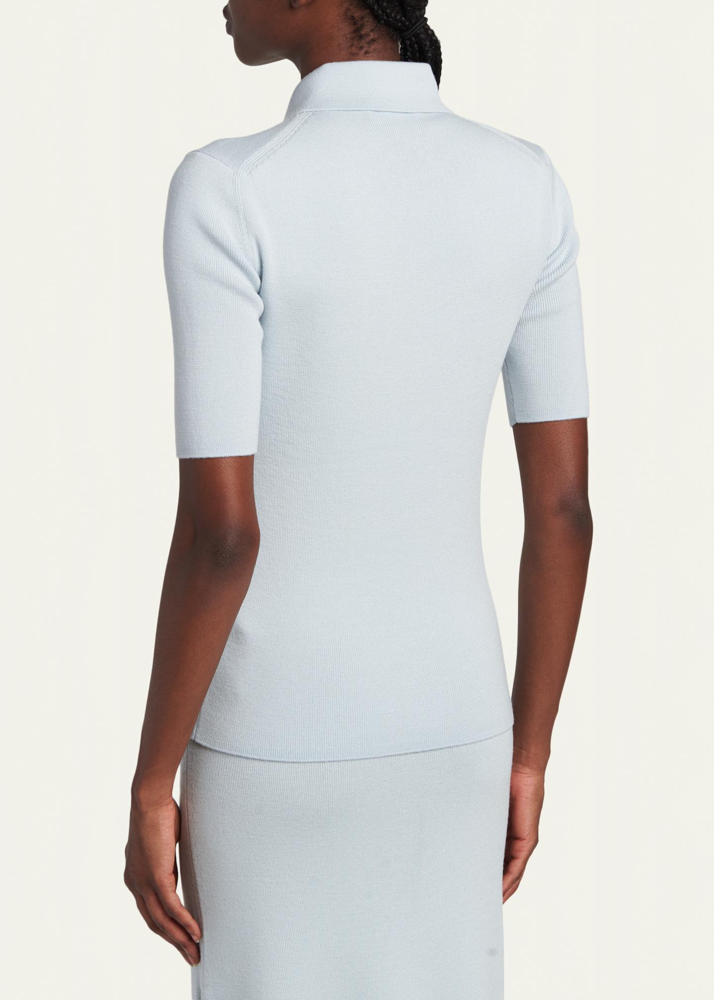 Jil Sander Short-Sleeve Wool Polo Sweater - Bergdorf Goodman
