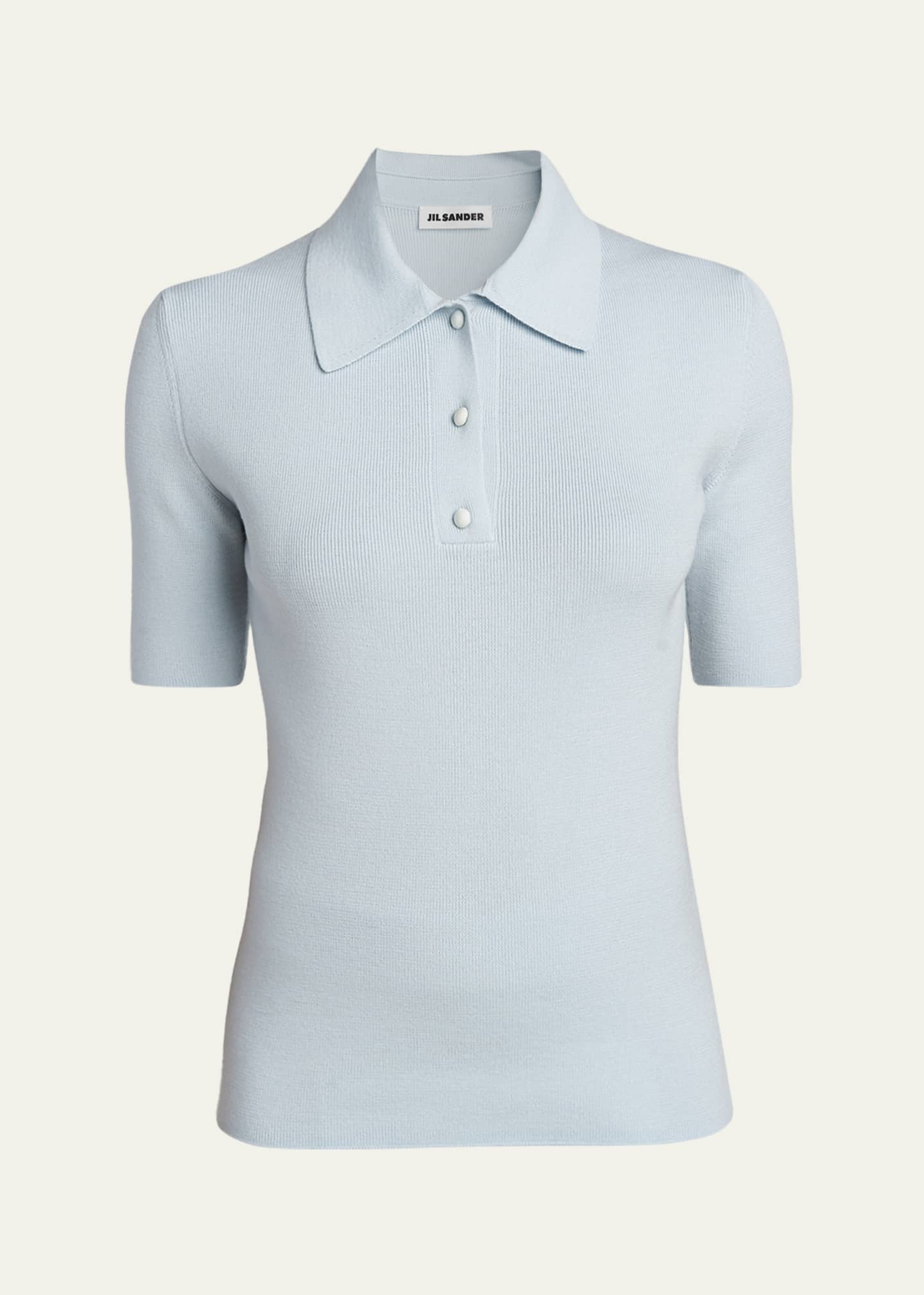 Jil Sander Short-Sleeve Wool Polo Sweater - Bergdorf Goodman