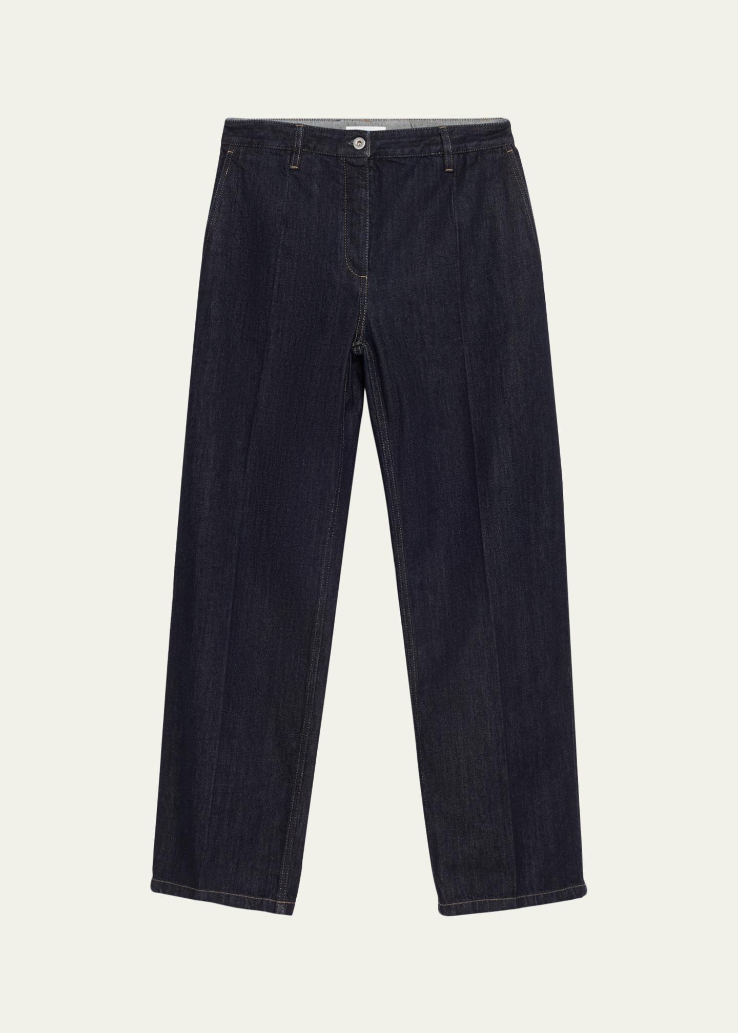 Jil Sander Creased Straight-Leg Denim Trousers - Bergdorf Goodman