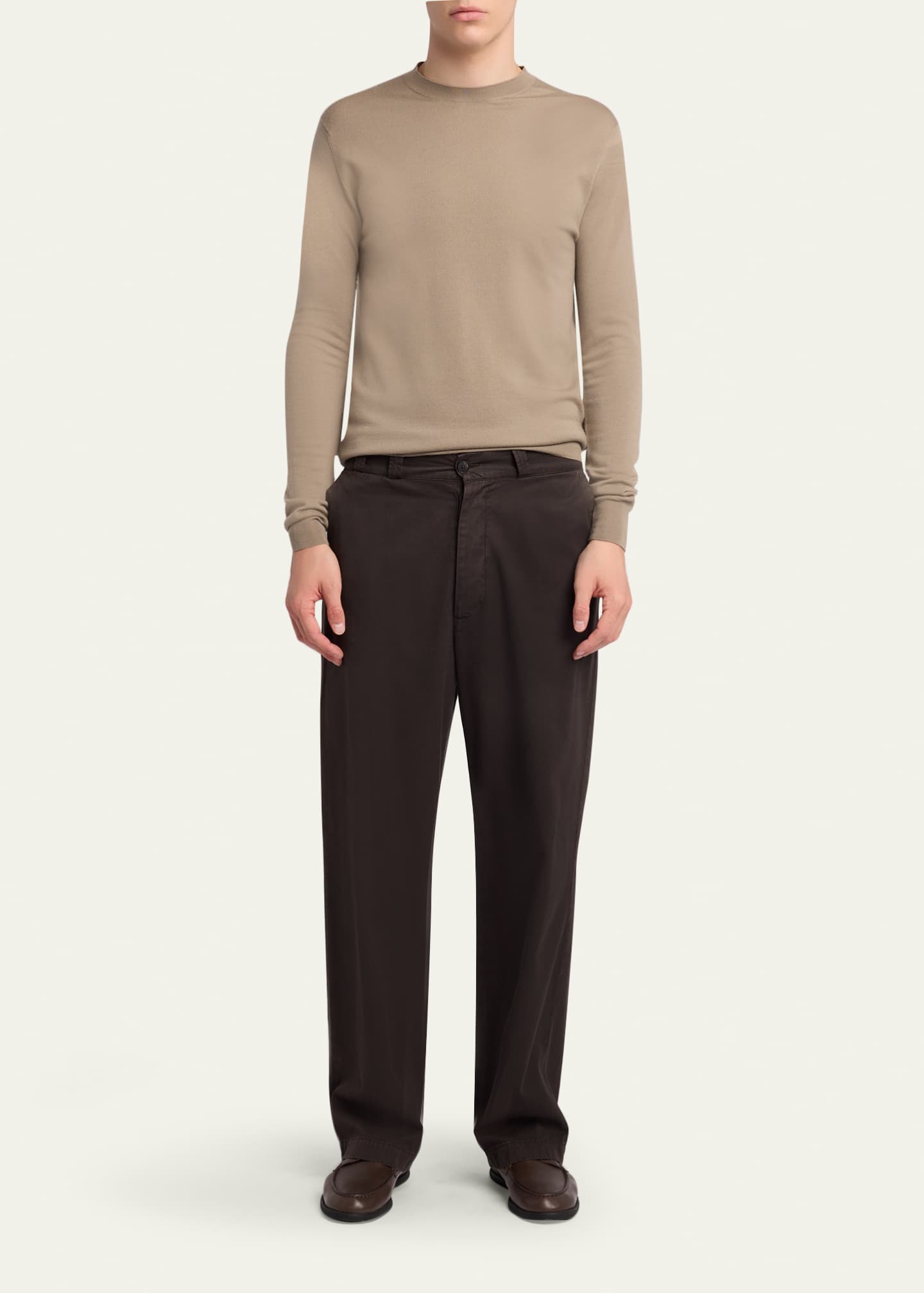 THE ROW Men's Ottis Cotton and Cashmere Straight-Leg Chino Pants