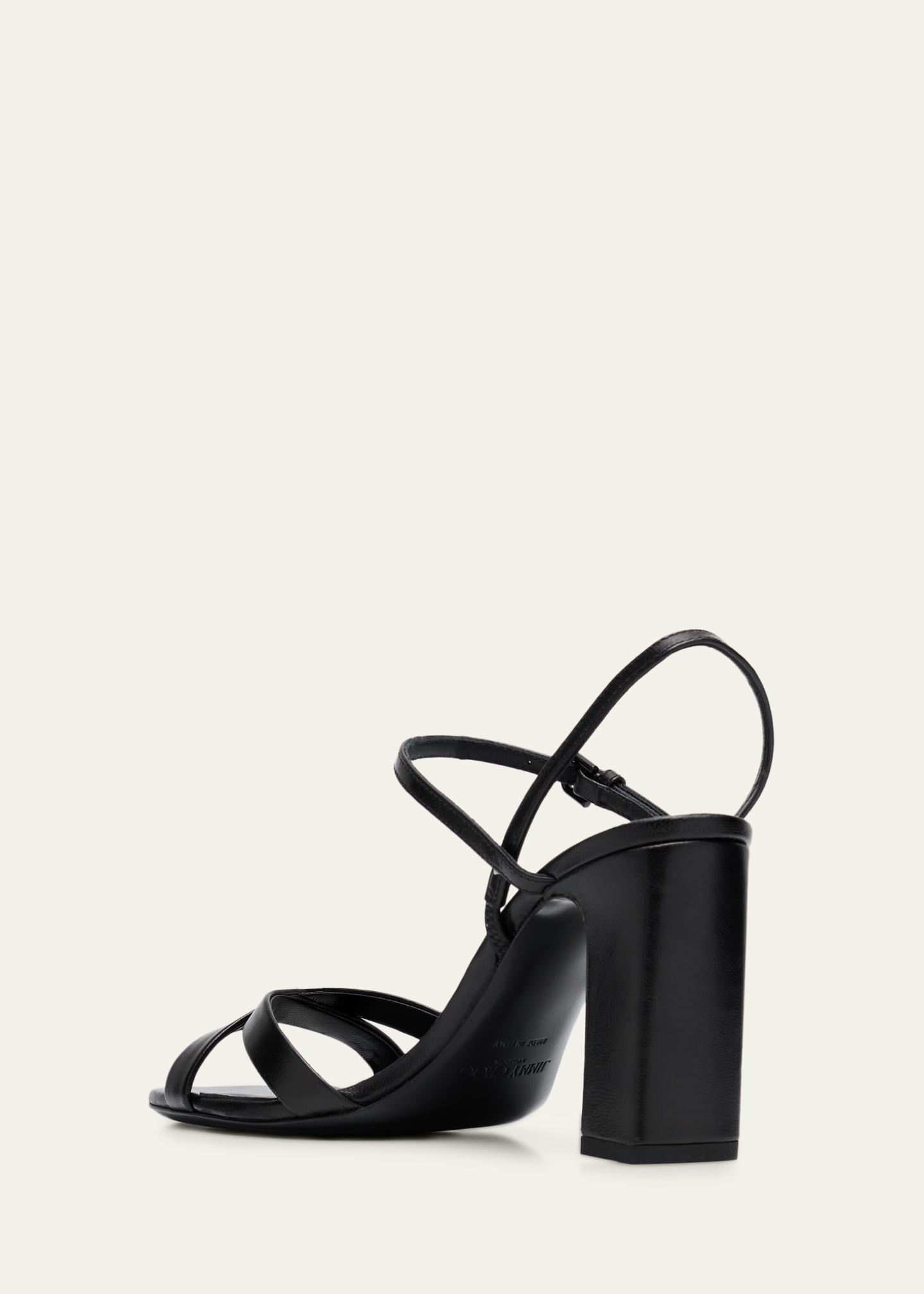 Jimmy Choo 85mm Elsy Leather Block-Heel Sandals - Bergdorf Goodman