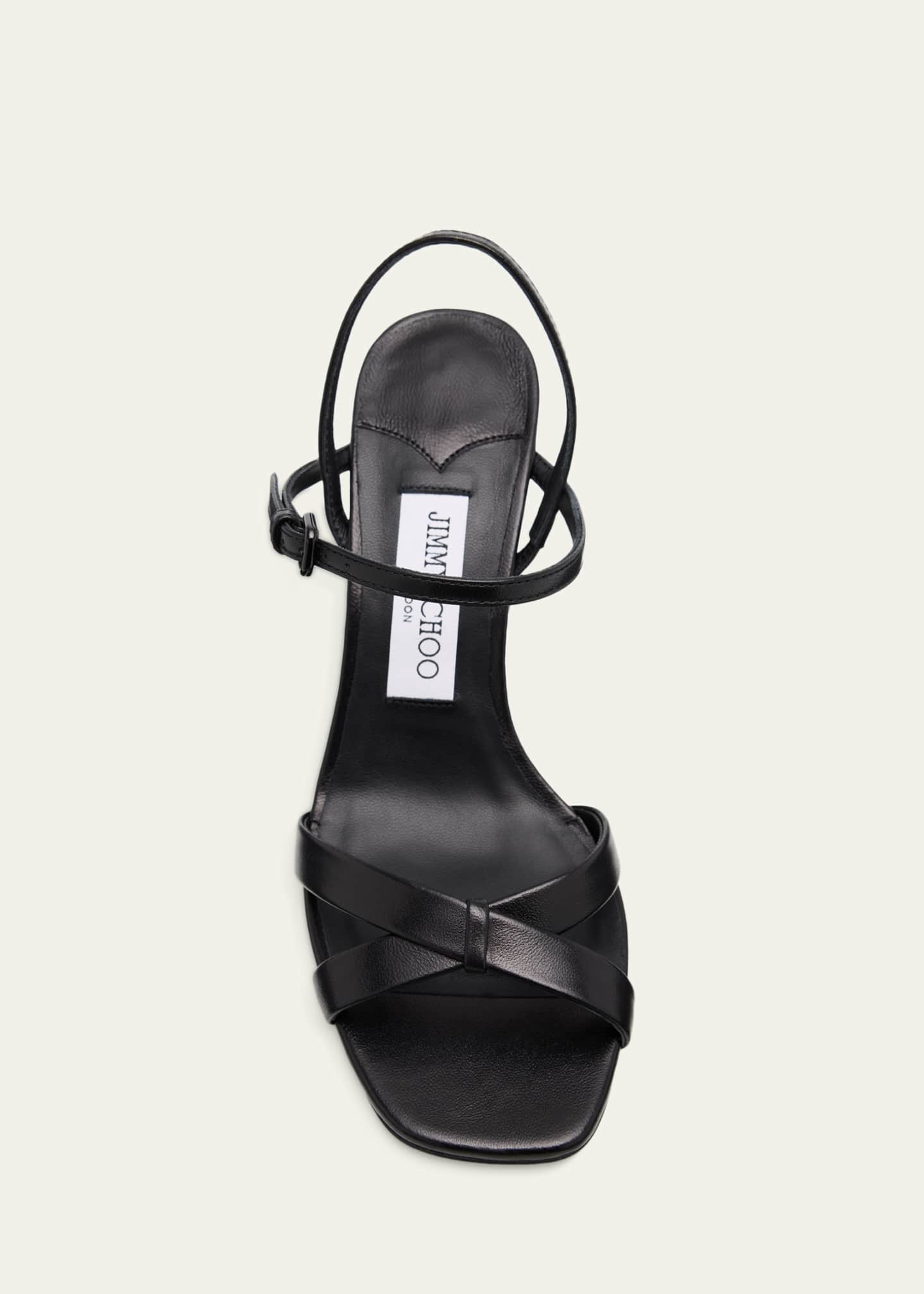 Jimmy Choo 85mm Elsy Leather Block-Heel Sandals - Bergdorf Goodman
