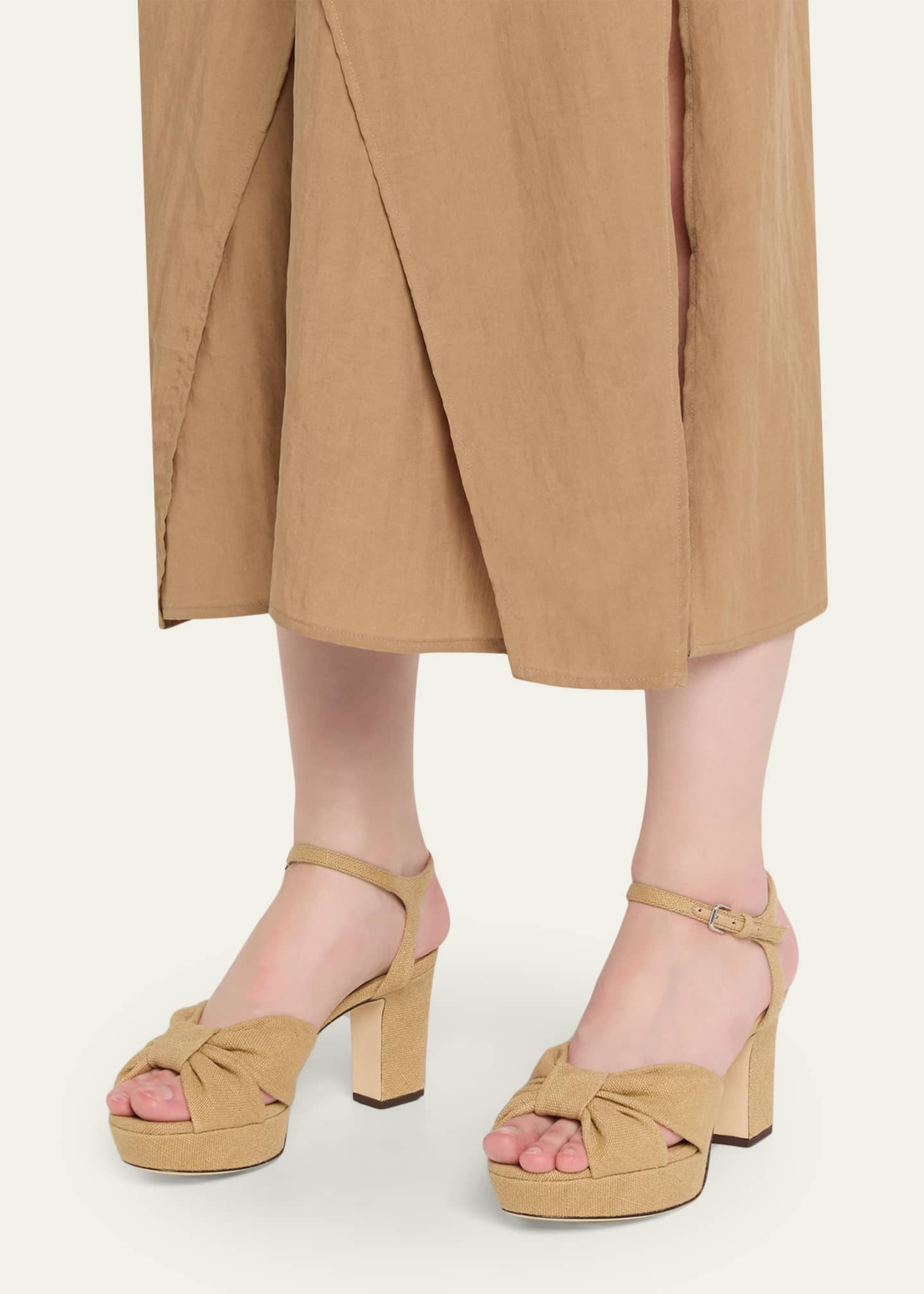 Jimmy Choo 80mm Heloise Linen Platform Sandals - Bergdorf Goodman