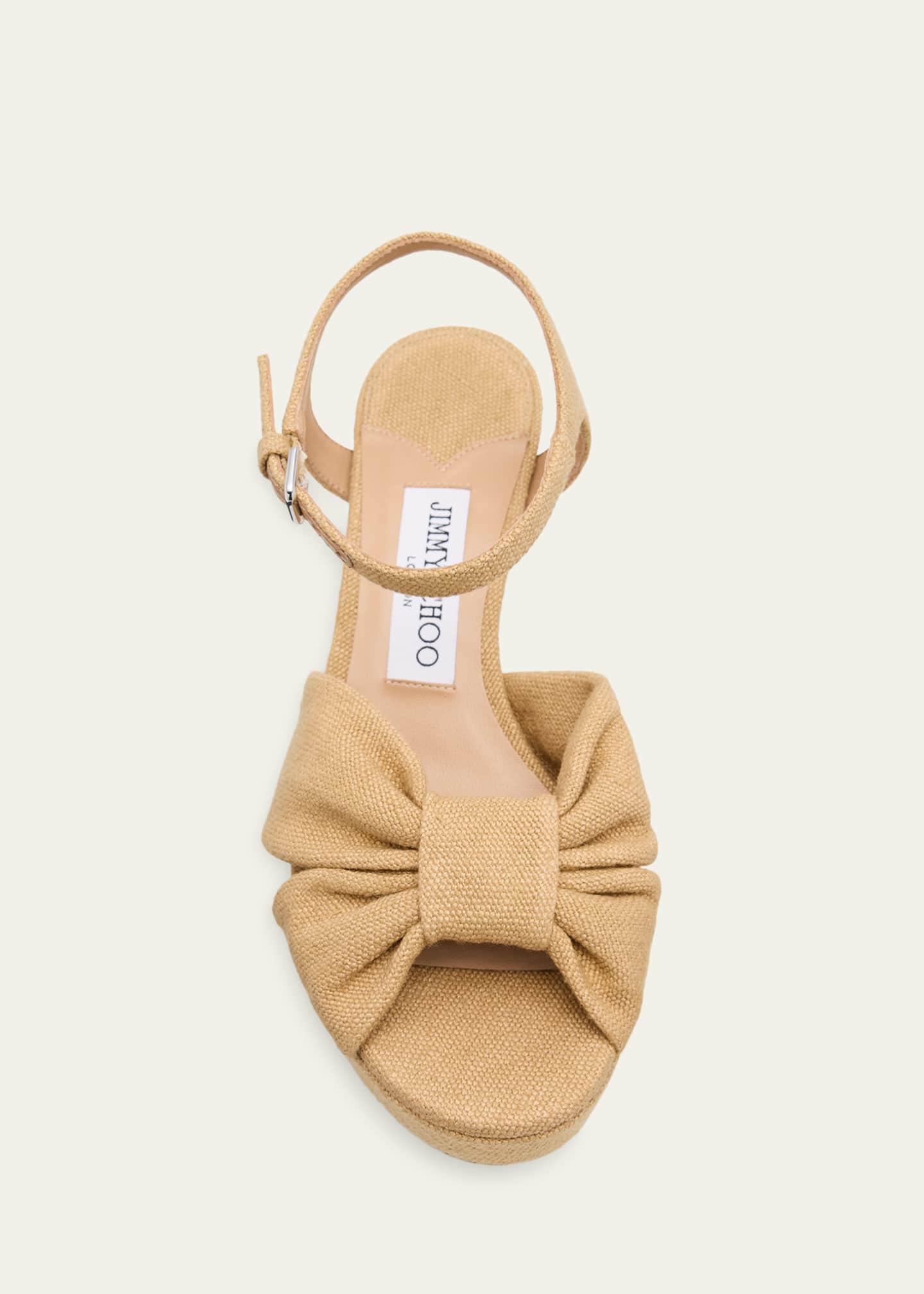 Jimmy Choo 80mm Heloise Linen Platform Sandals - Bergdorf Goodman