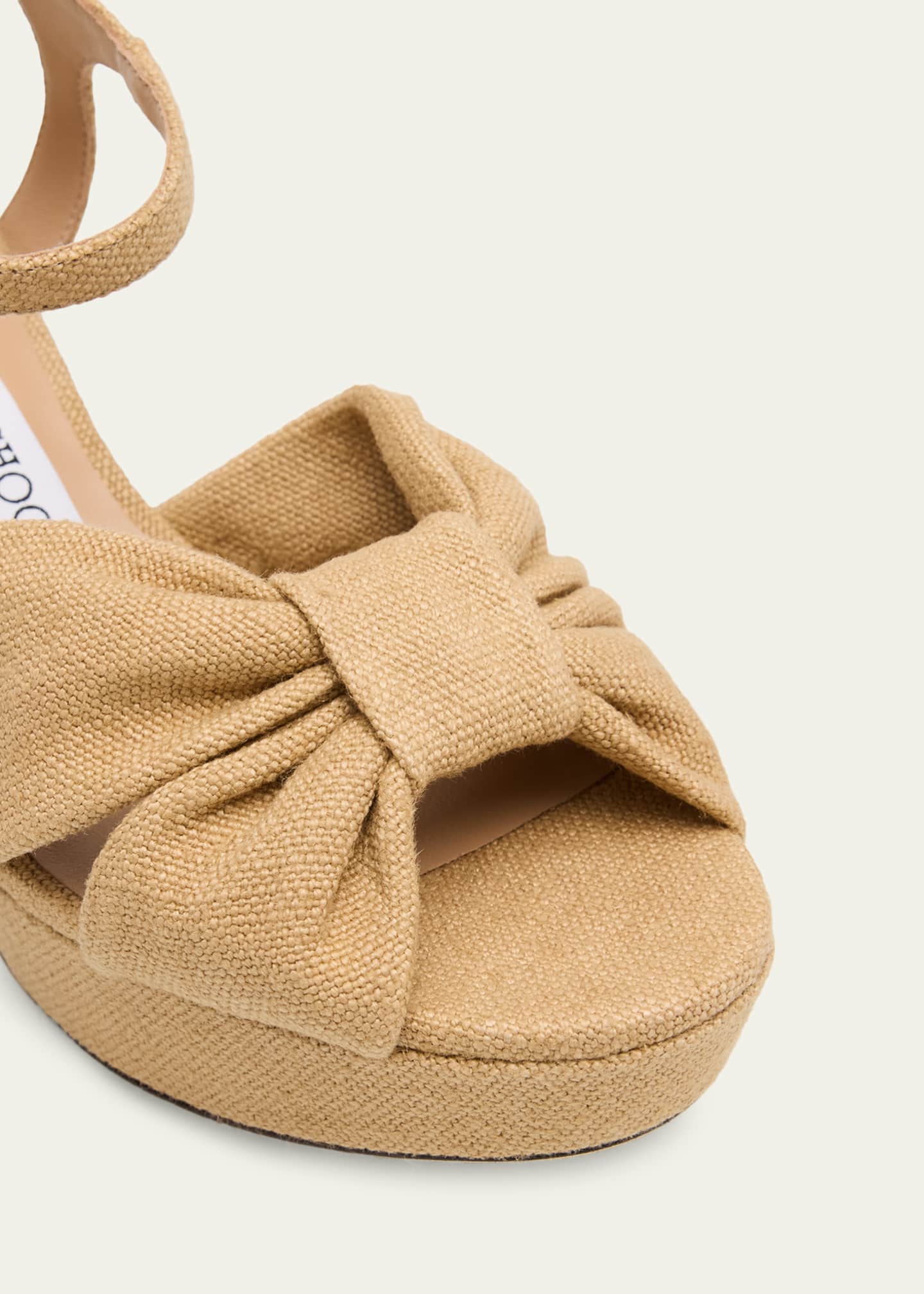 Jimmy Choo 80mm Heloise Linen Platform Sandals - Bergdorf Goodman