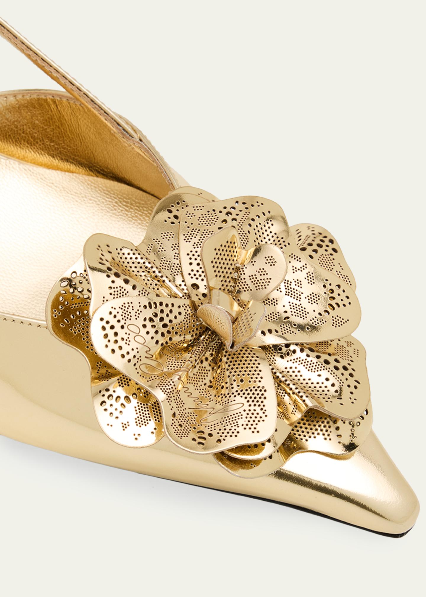 Jimmy Choo Mimmi Metallic Leather Kitten-Heel Slingback Pumps