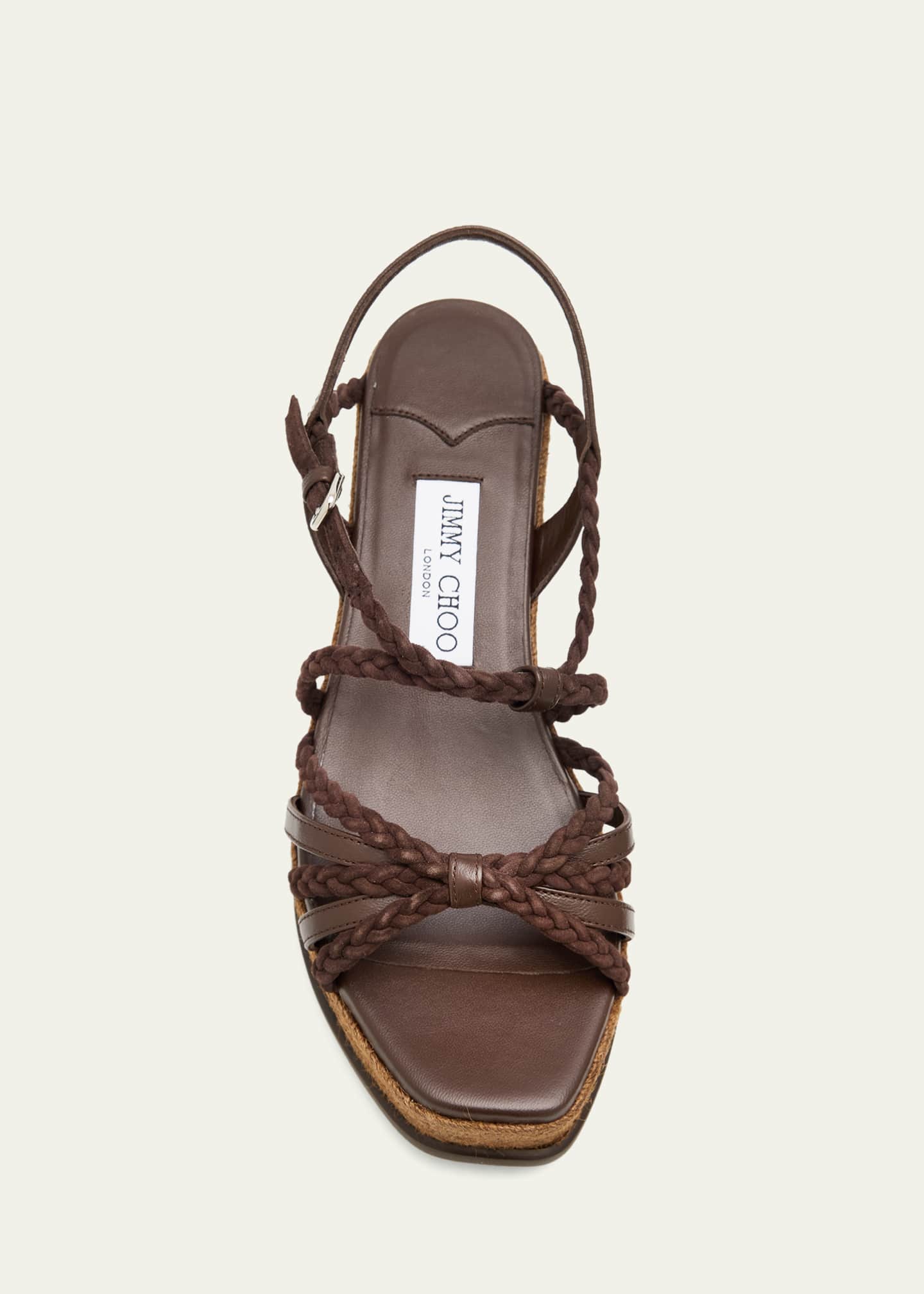Jimmy Choo 60mm Nyra Leather Espadrille Wedge Sandals - Bergdorf