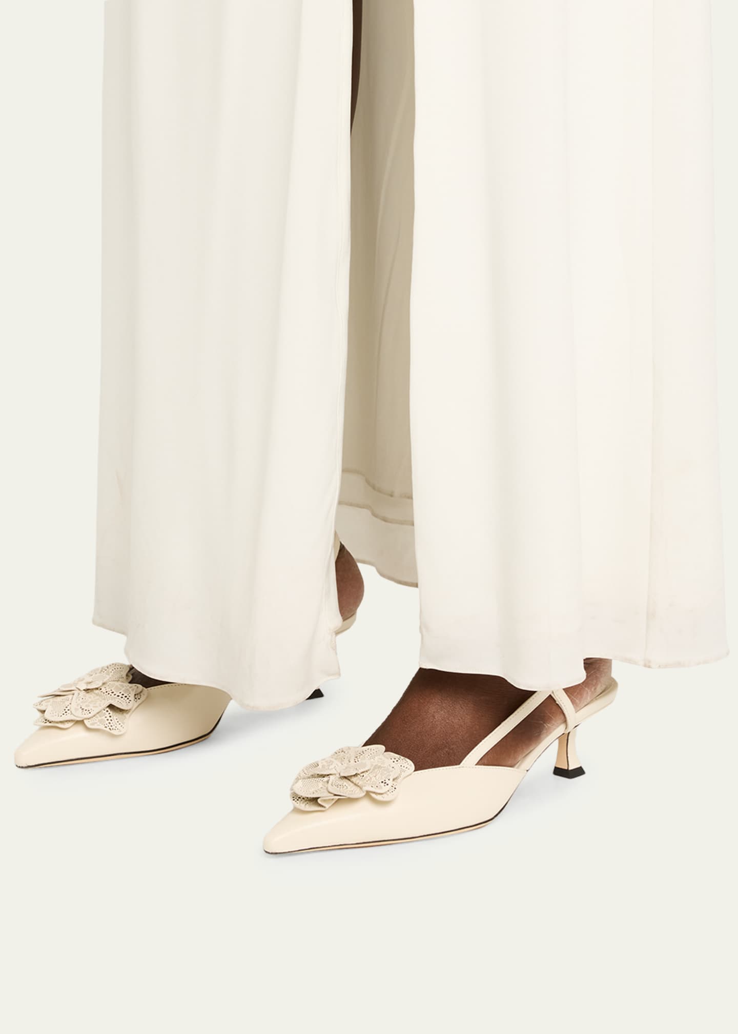 Jimmy Choo Mimmi Leather Kitten-Heel Slingback Pumps - Bergdorf