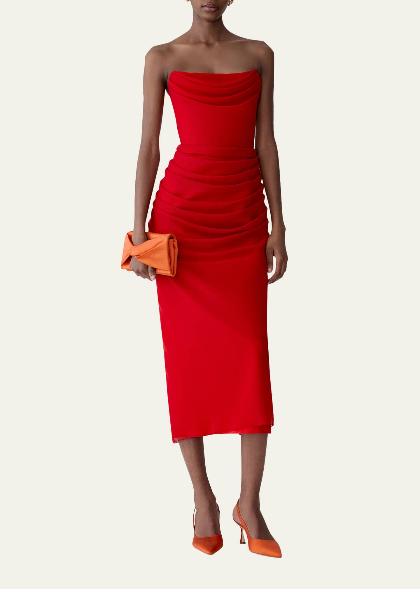 knee length dresses for ladies Women's Solange Satin Midi Dress - Olive - Size M main image 1