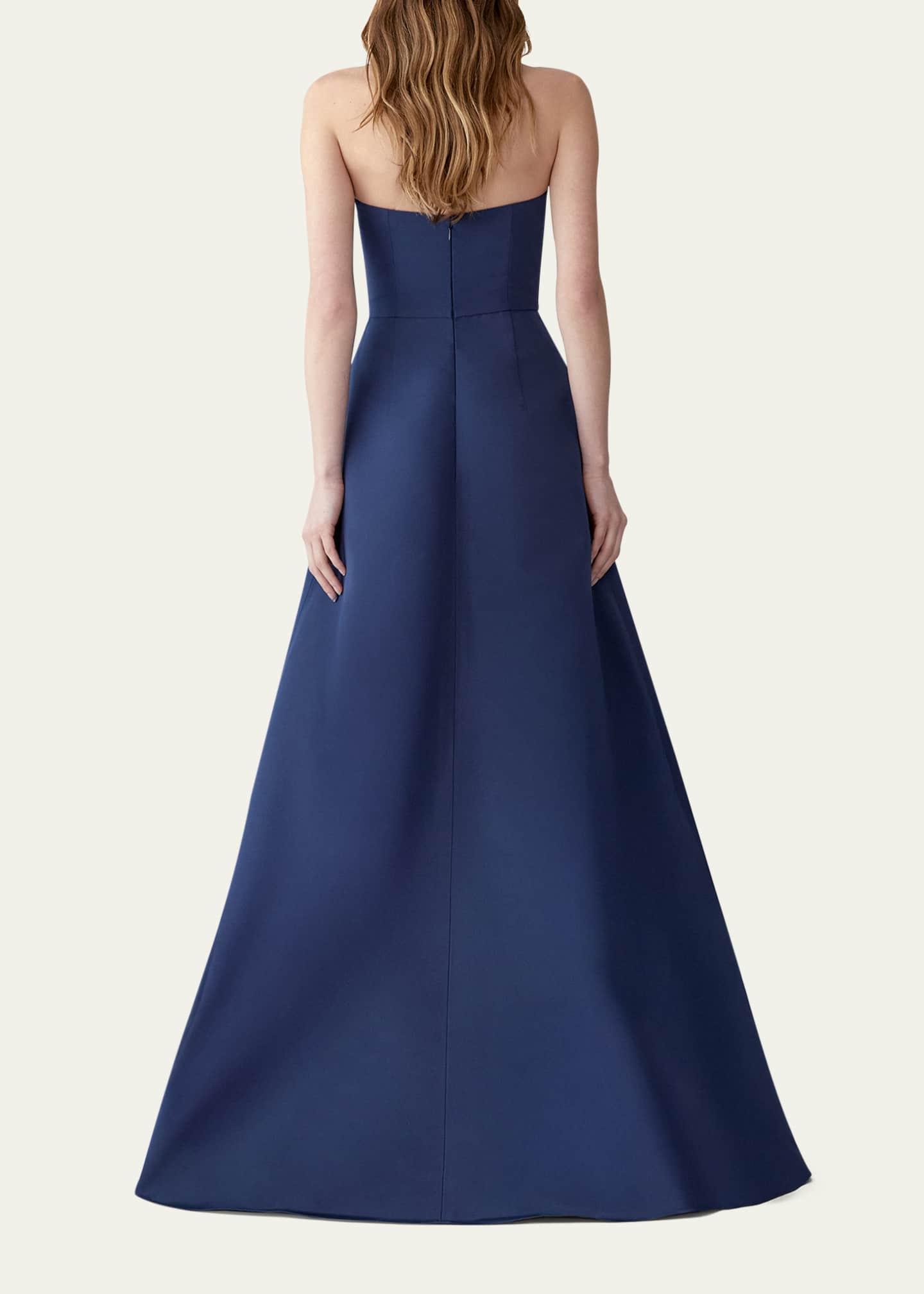 Carolina Herrera Floral-Embroidered Strapless Gown